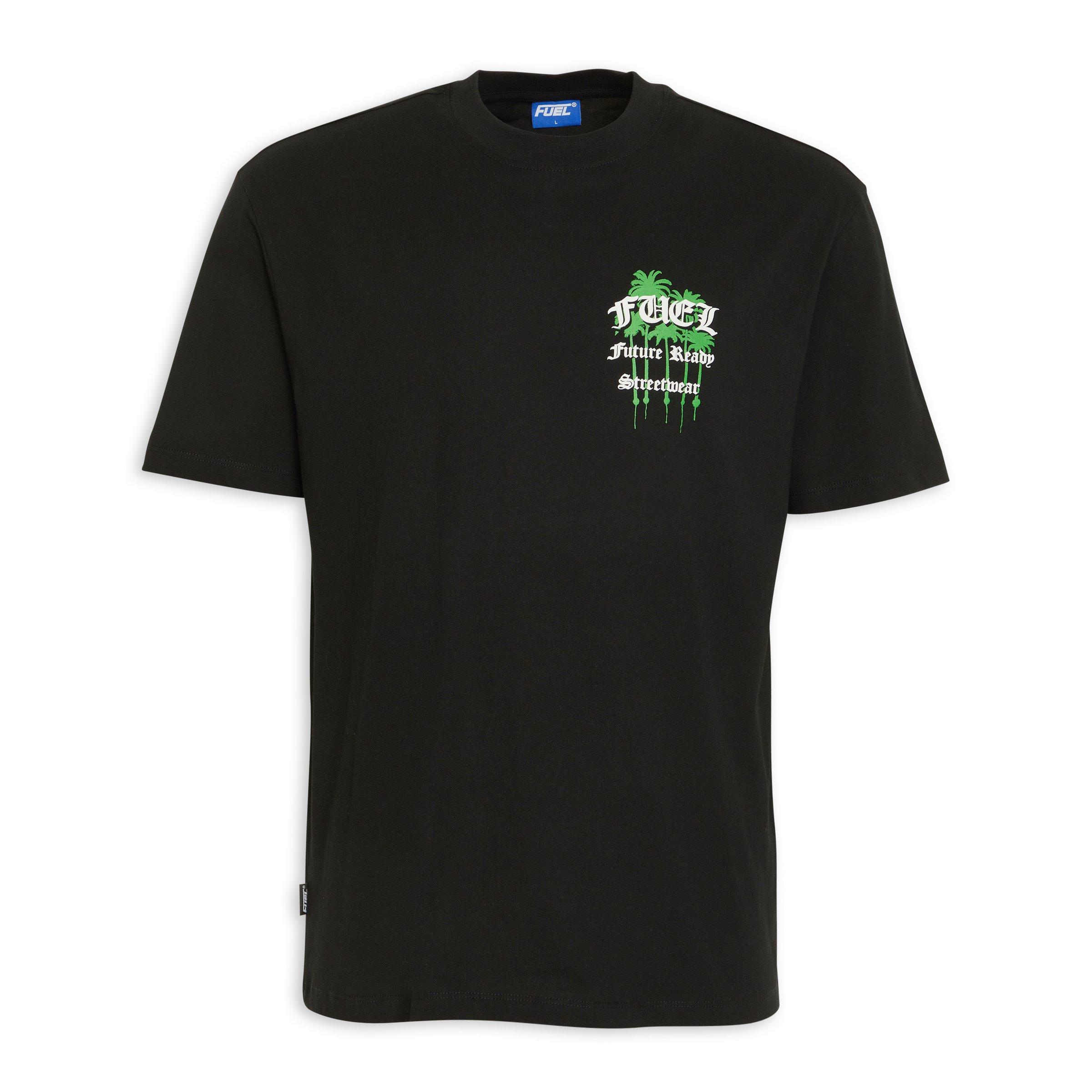Black Back And Front Printed T-shirt (3186726) | Fuel