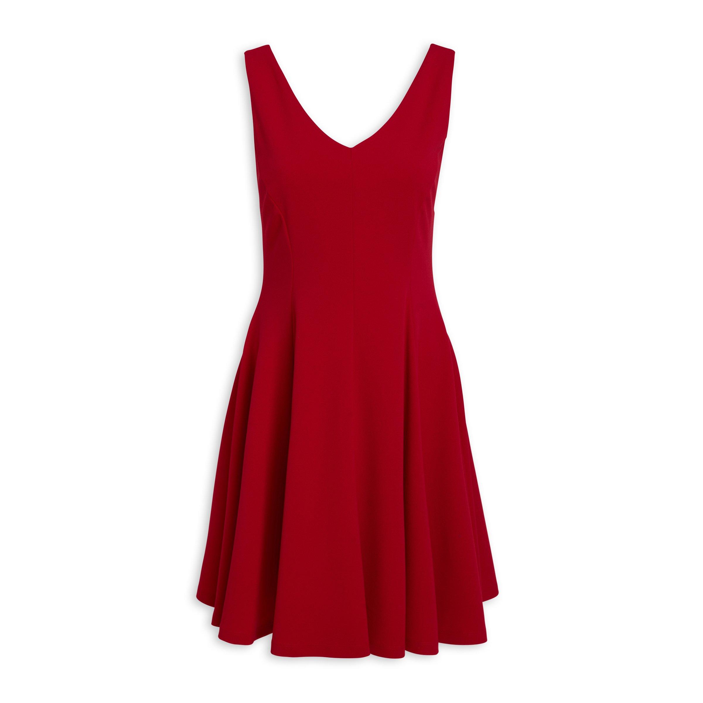 fit and flare dress with belt Brick Red Short Sleeves Wrap Fit and Flare Dress with Lace Belt for Women main image 0