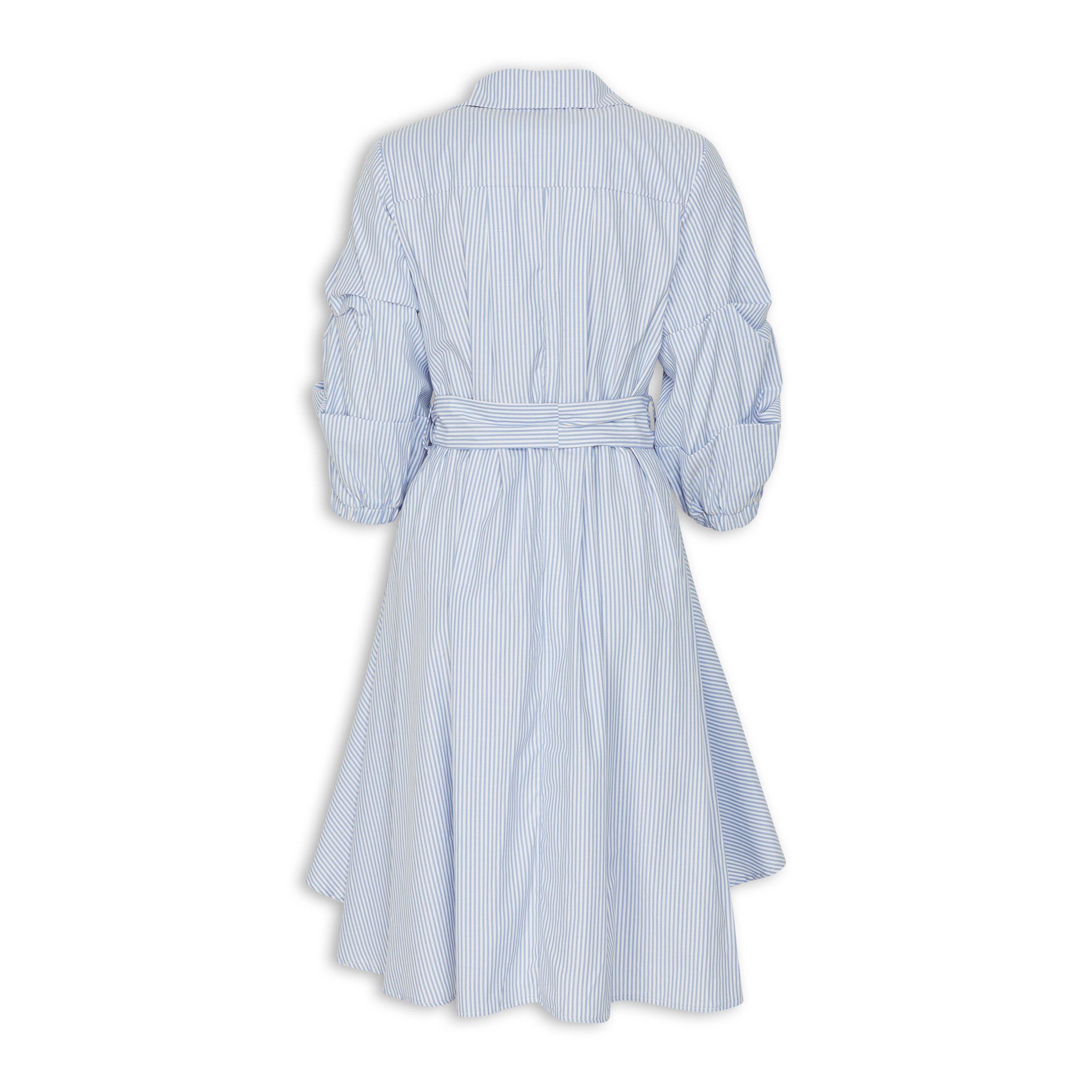 Women's blue and white striped dress sales