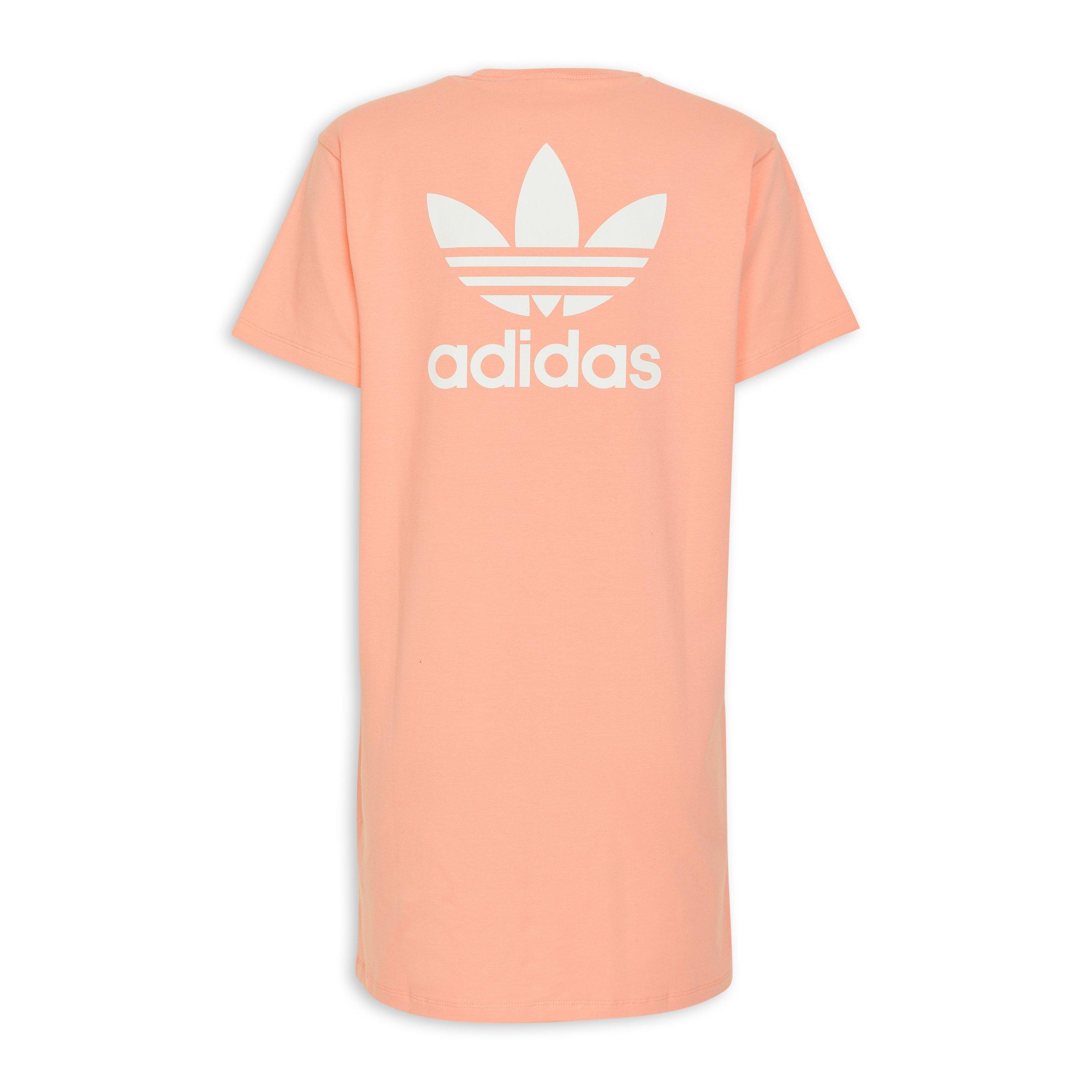 adidas trefoil dress pink Adidas Womens Coral Pink Trefoil Athletic T-Shirt Dress Size S