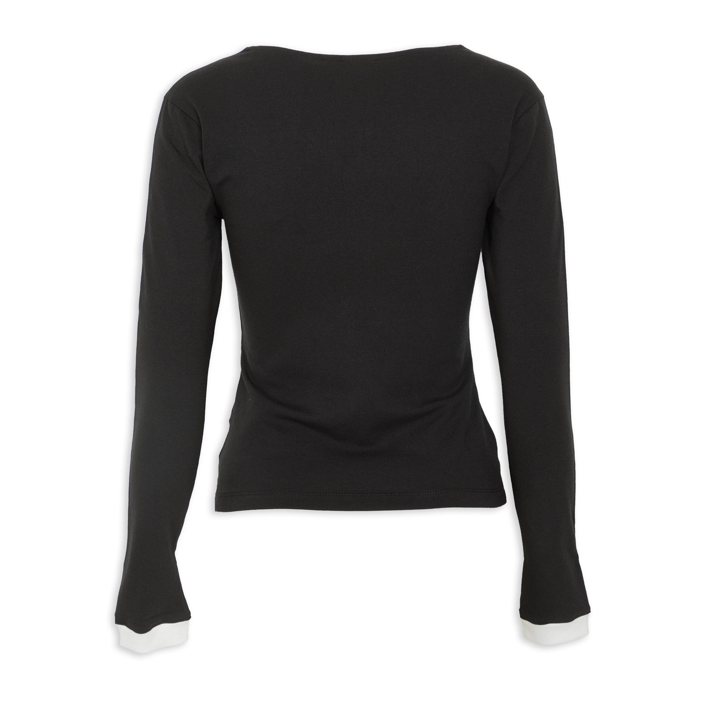 Black V-Neck Long Sleeve Tee (3187515) | Adidas