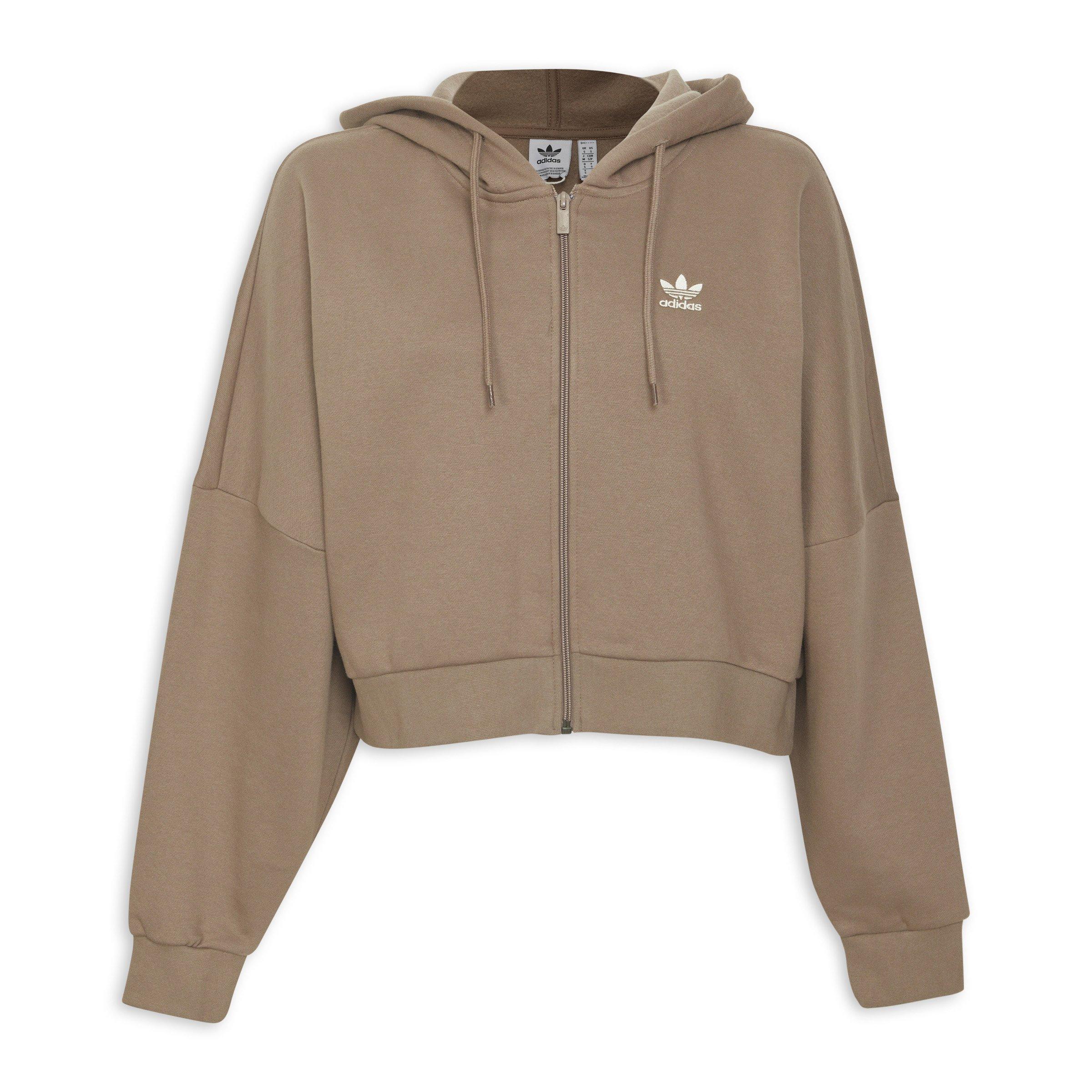 Brown Essentials Short Full-Zip French Terry Hoodie (3187584) | Adidas