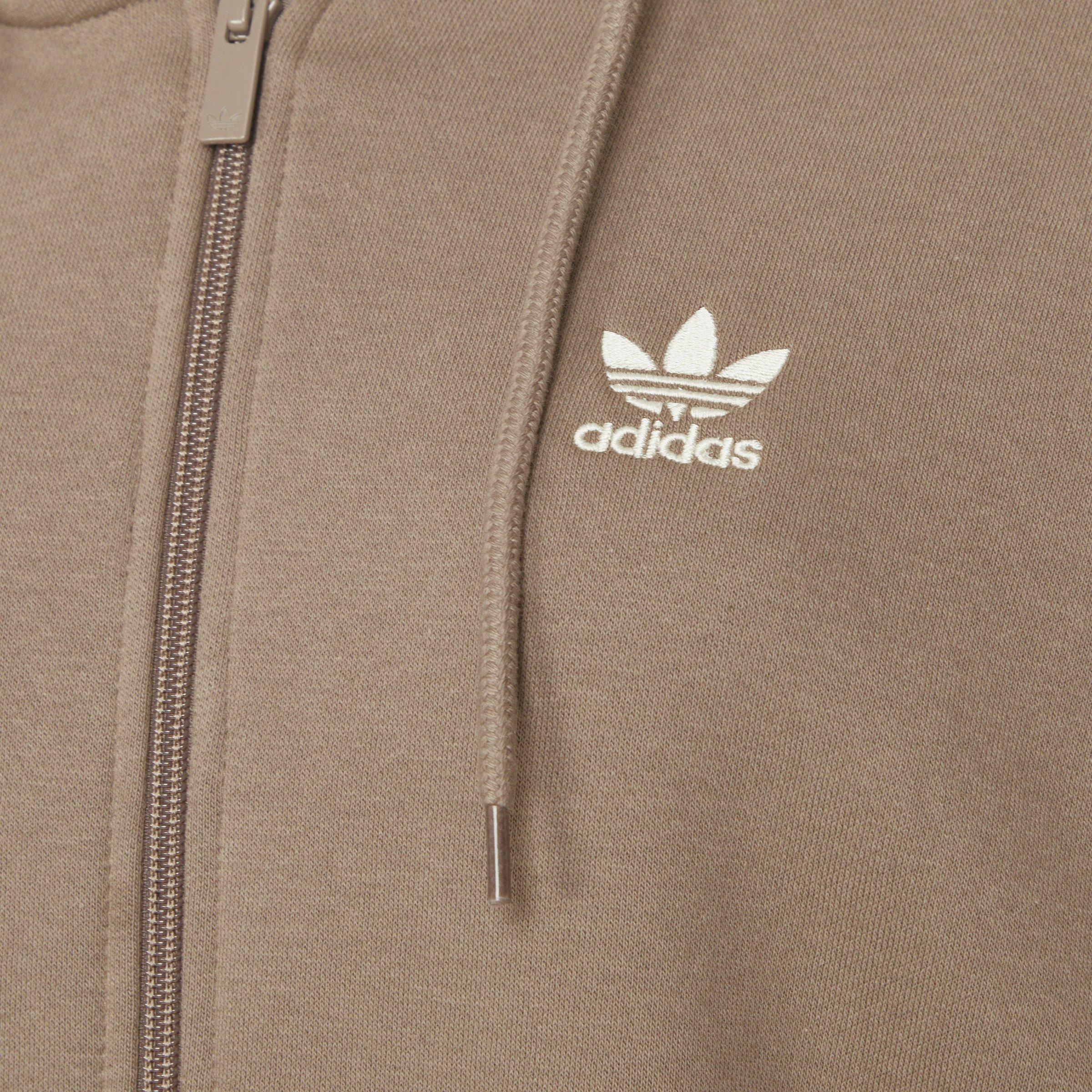 Brown Essentials Short Full-Zip French Terry Hoodie (3187584) | Adidas