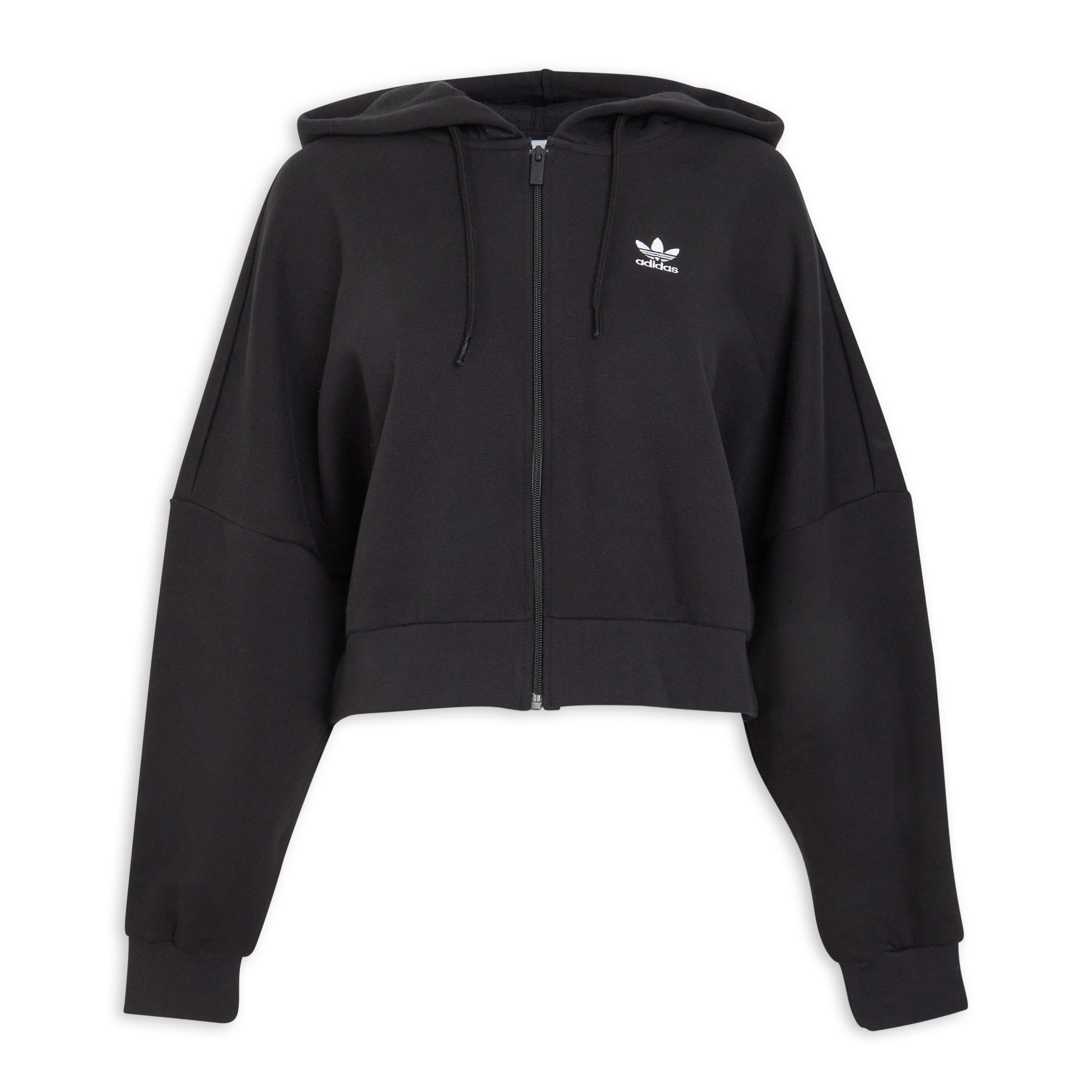 Black Essentials Short Full-Zip French Terry Hoodie (3187638) | Adidas