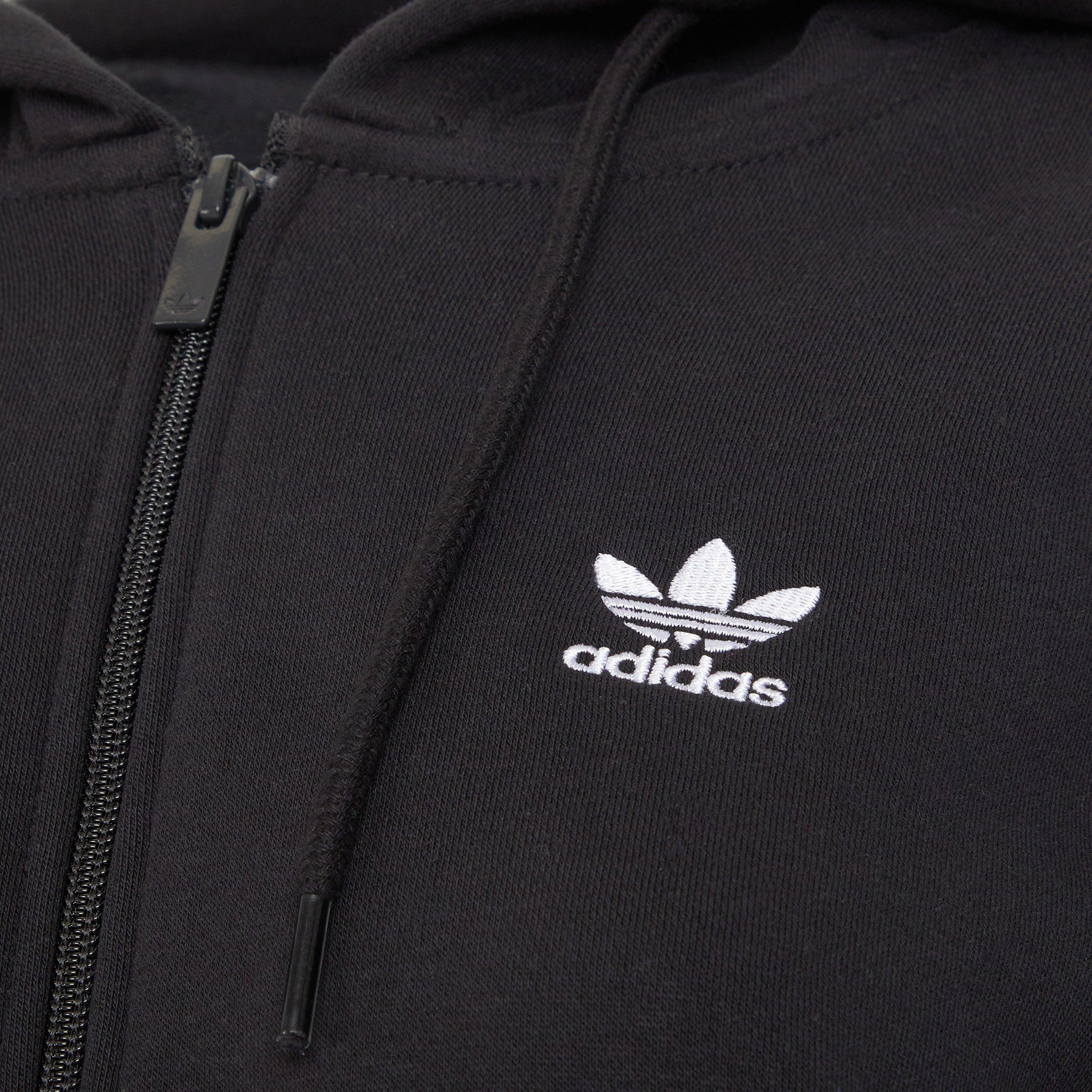 Black Essentials Short Full-Zip French Terry Hoodie (3187638) | Adidas
