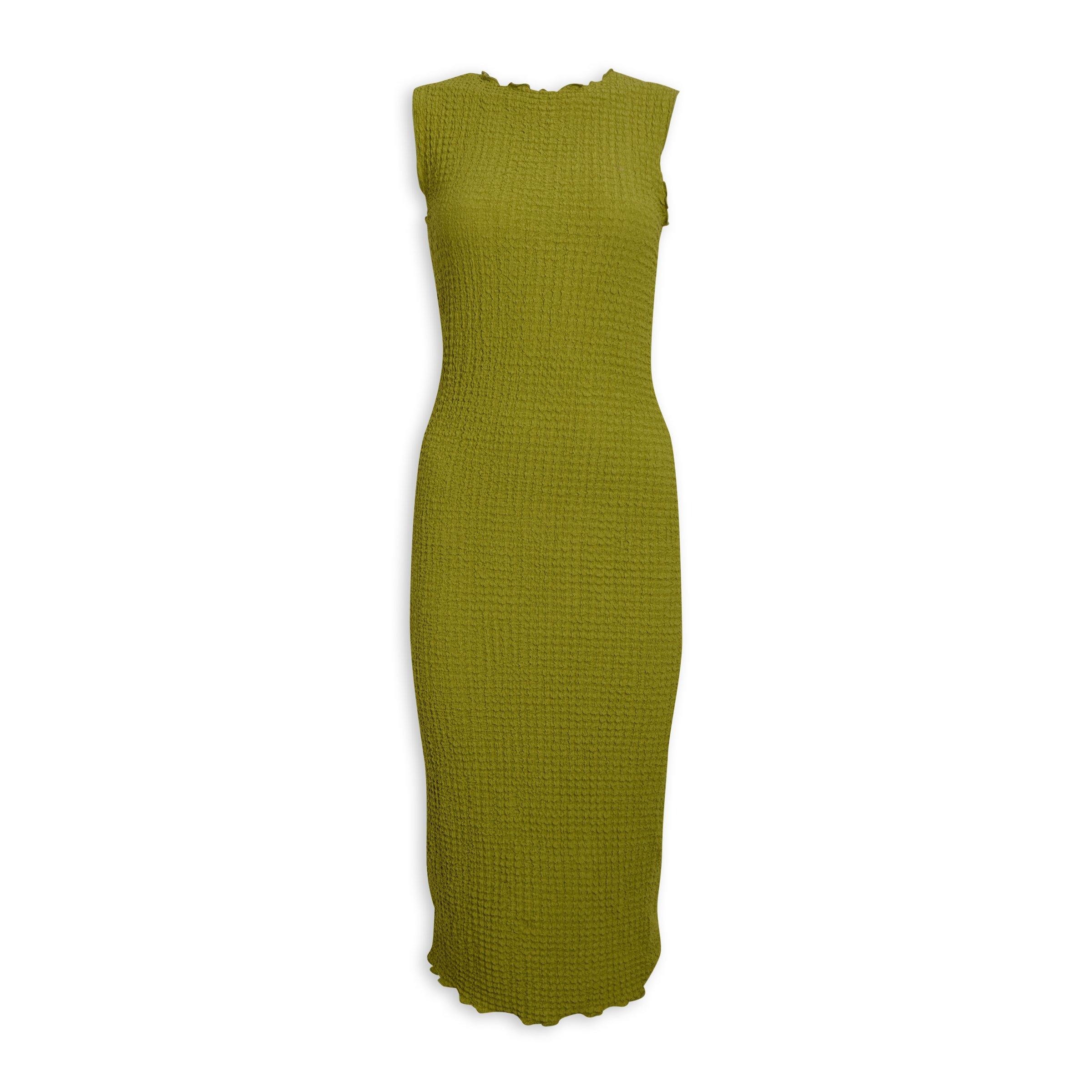 Green Textured Column Dress (3187717) | Identity