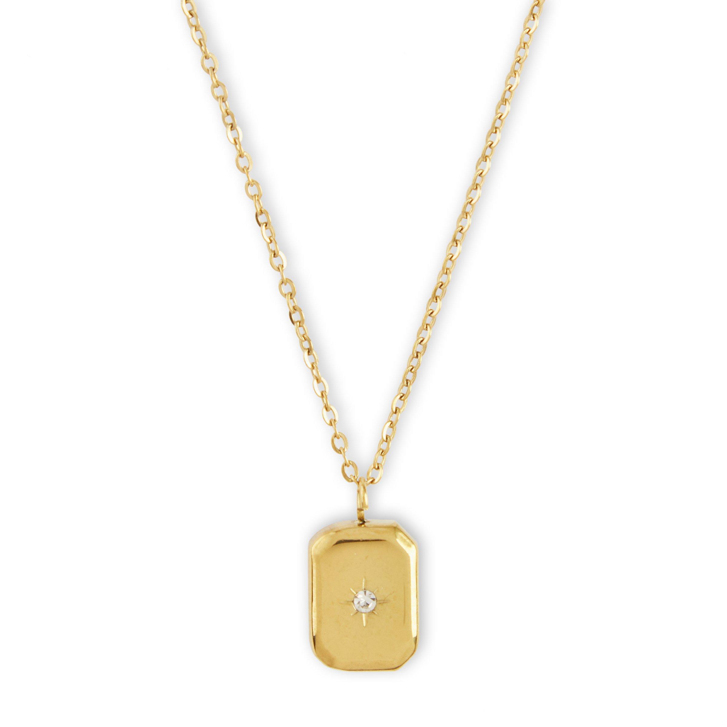Gold Pebble Stone Pendant Necklace (3188006) | Zackia