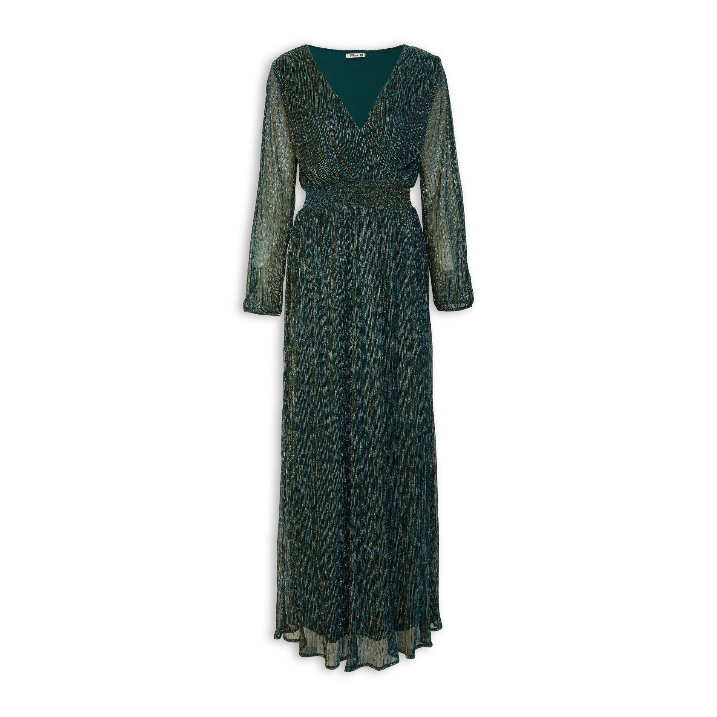 Teal Lurex Shirred Maxi Dress 3189486 Kameo