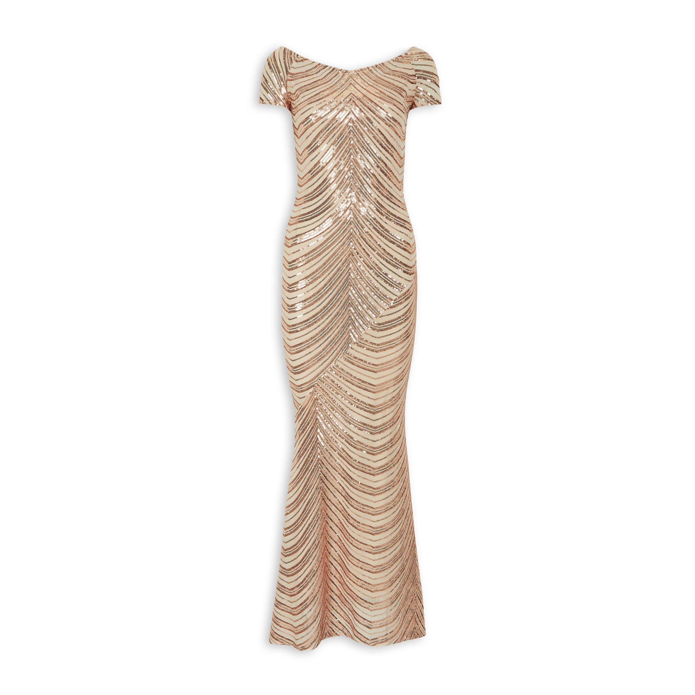 Gold Sequin Fit and Flare Dress 3189571 Truworths