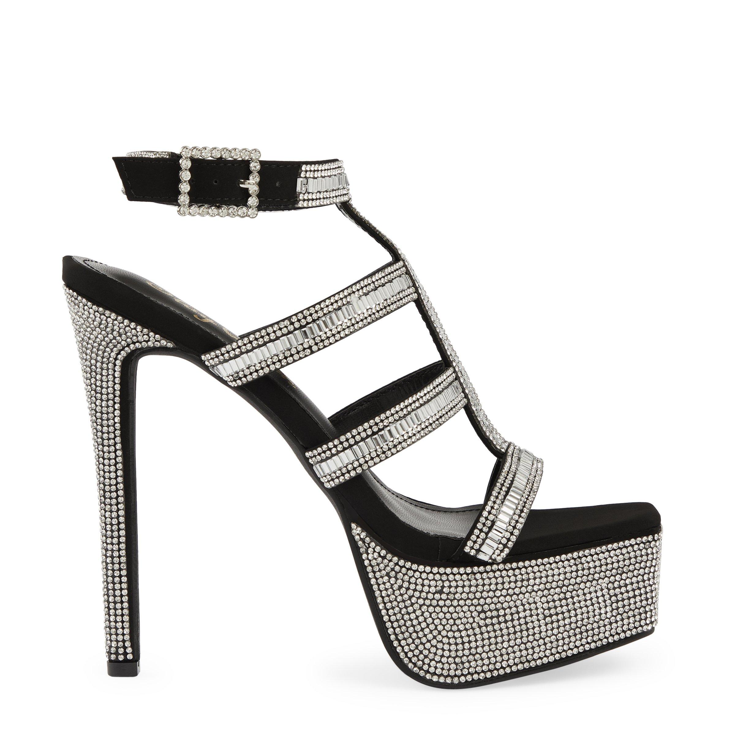 Black diamante platform heels store