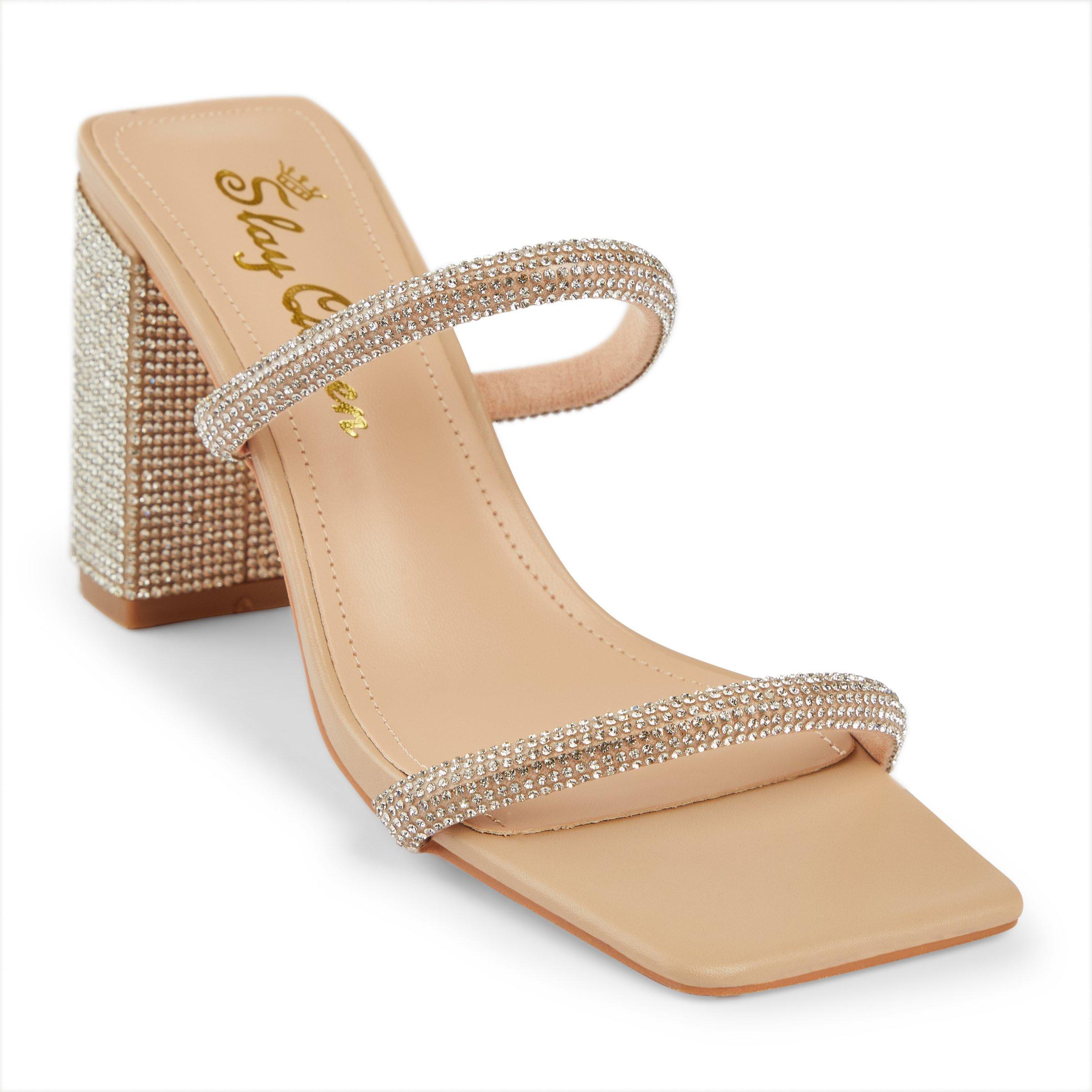 Natural Mid Heel Sandal (3189633) | Slay Queen