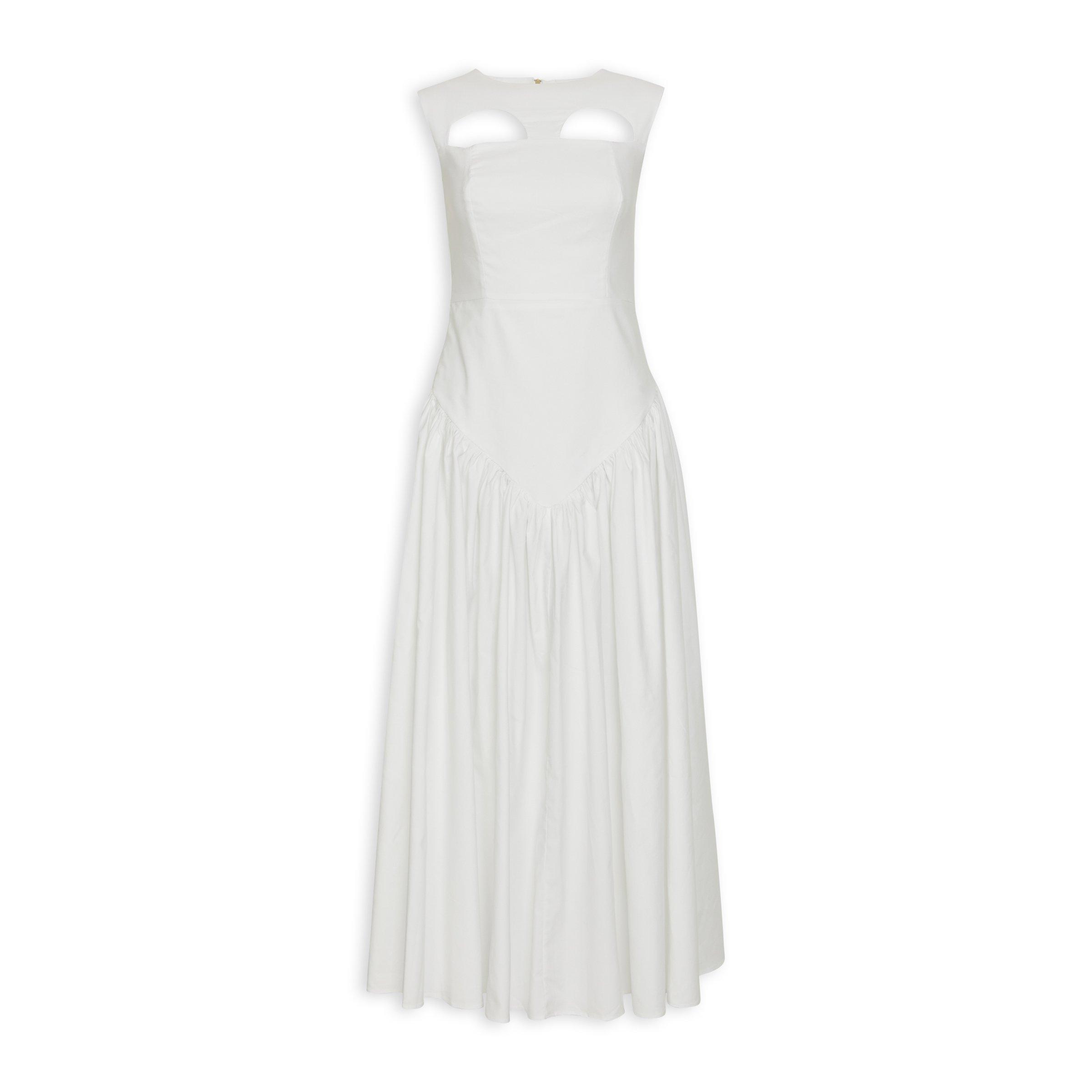 White Peepout Maxi Dress