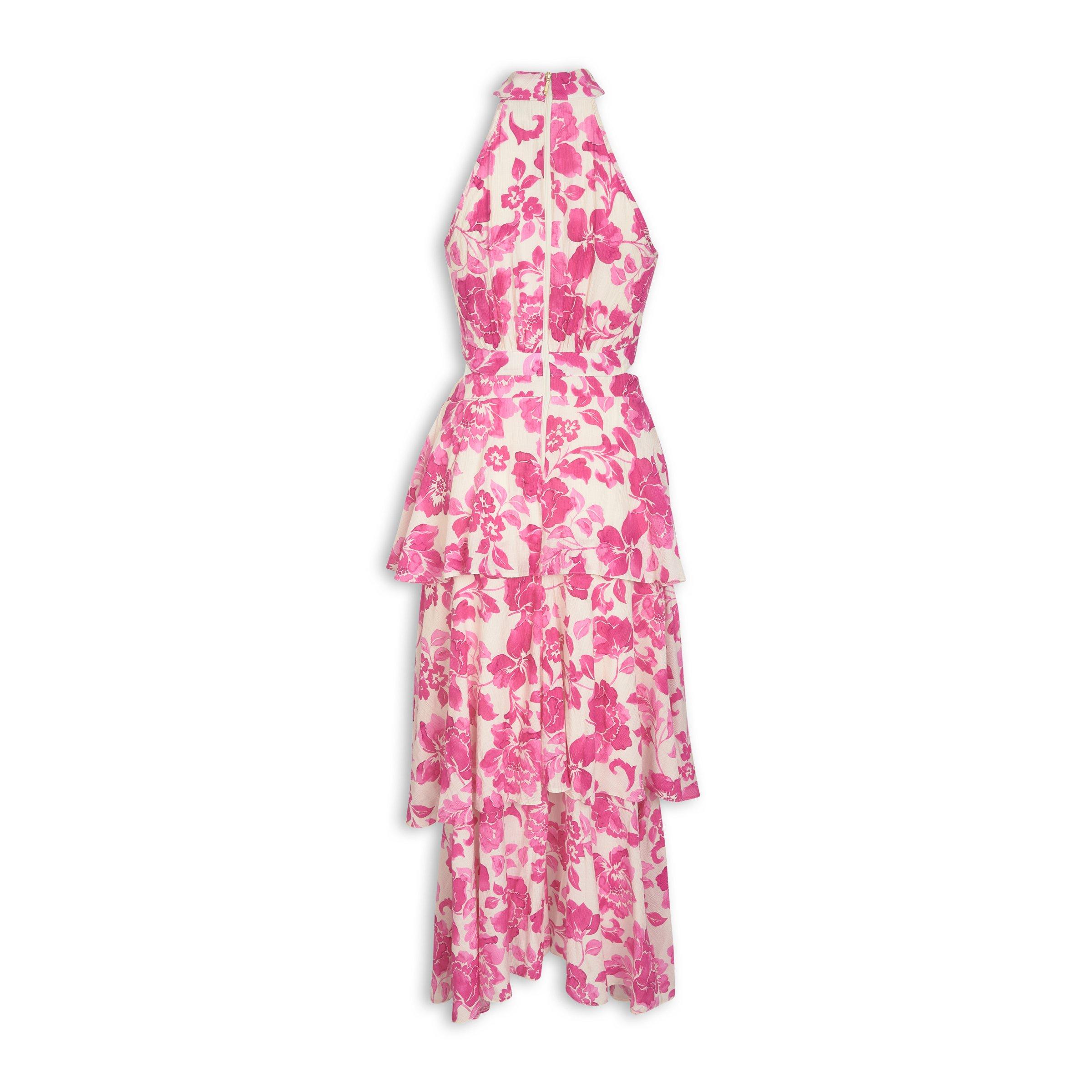 Pink Floral Midriff Dress 3190398 X O Ladies