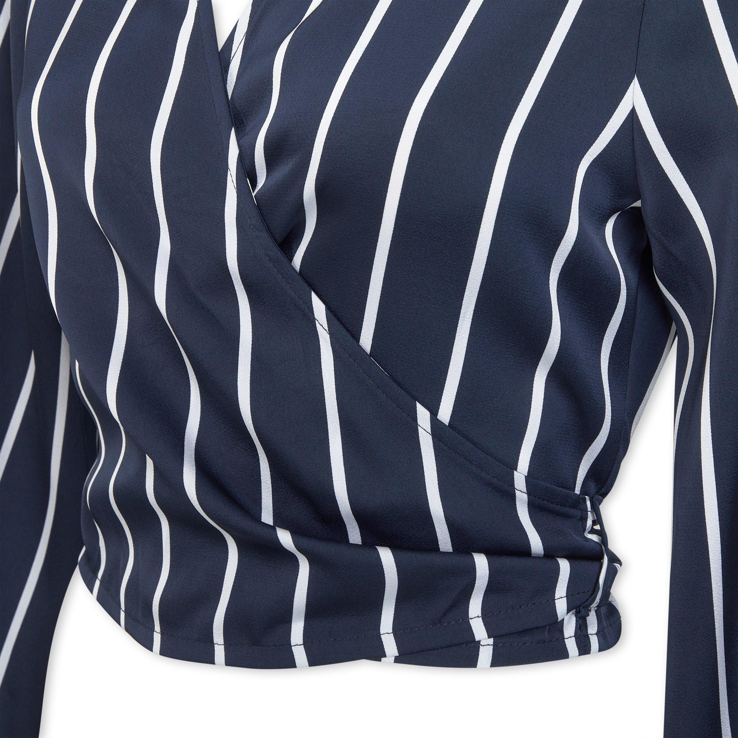 Navy and White Striped Wrap Top (3190834) | Identity