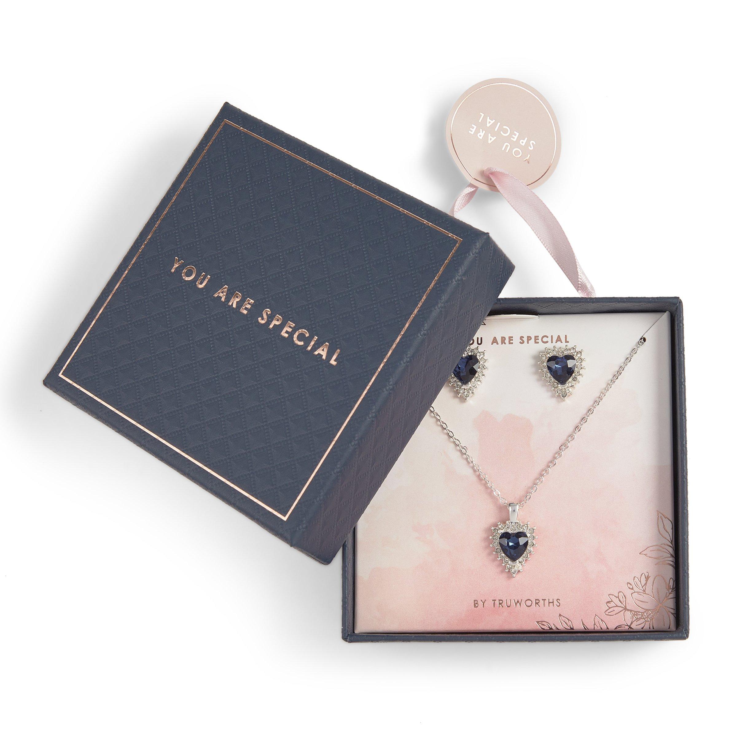 Sapphire Heart Earrings and Necklace Set (3191880) | Truworths