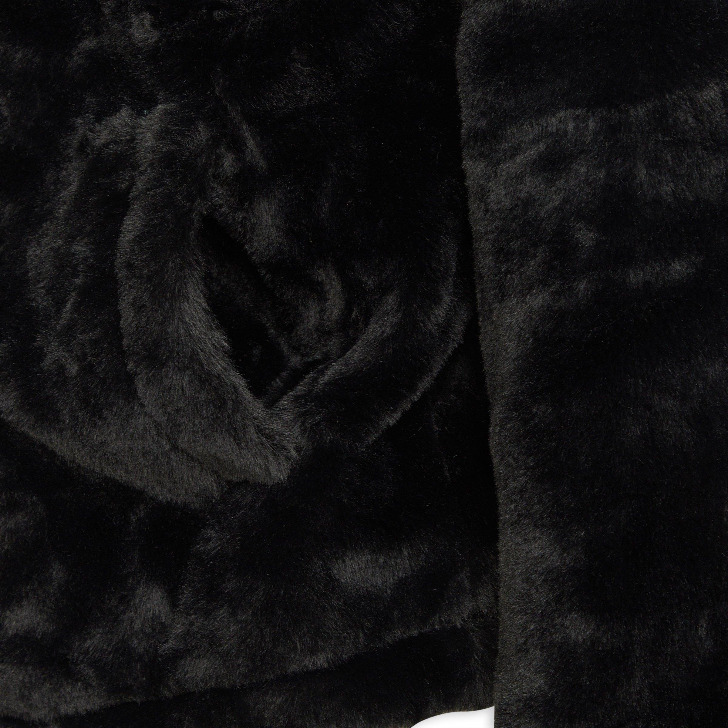 Black Hooded Faux Fur Jacket (3194057) | Identity