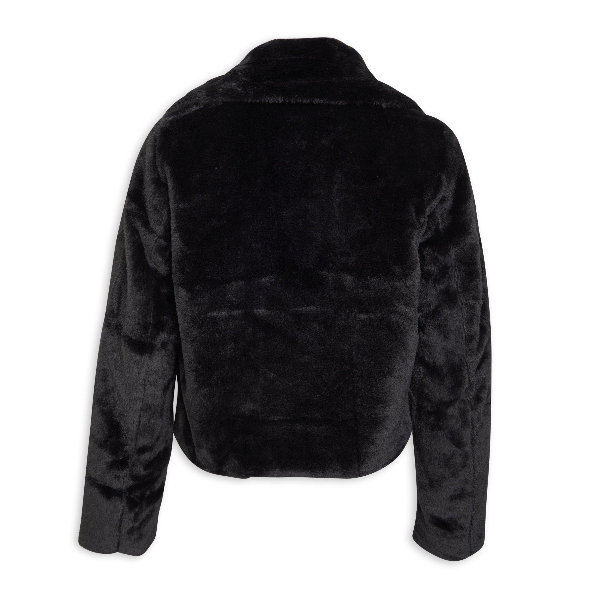 ふく Black Faux Fur Jacket (3194247) | Identity