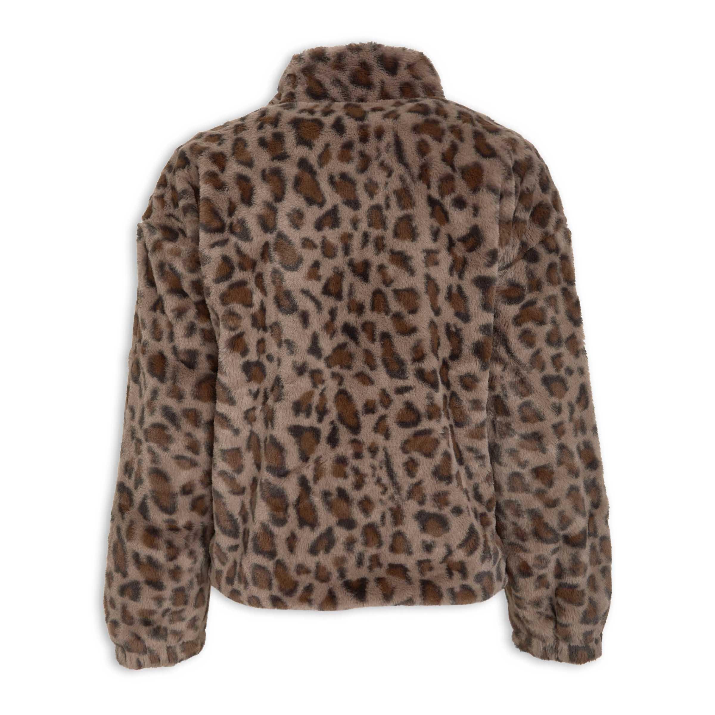 Brown Animal Print Fluffy Jacket (3194350) | Identity