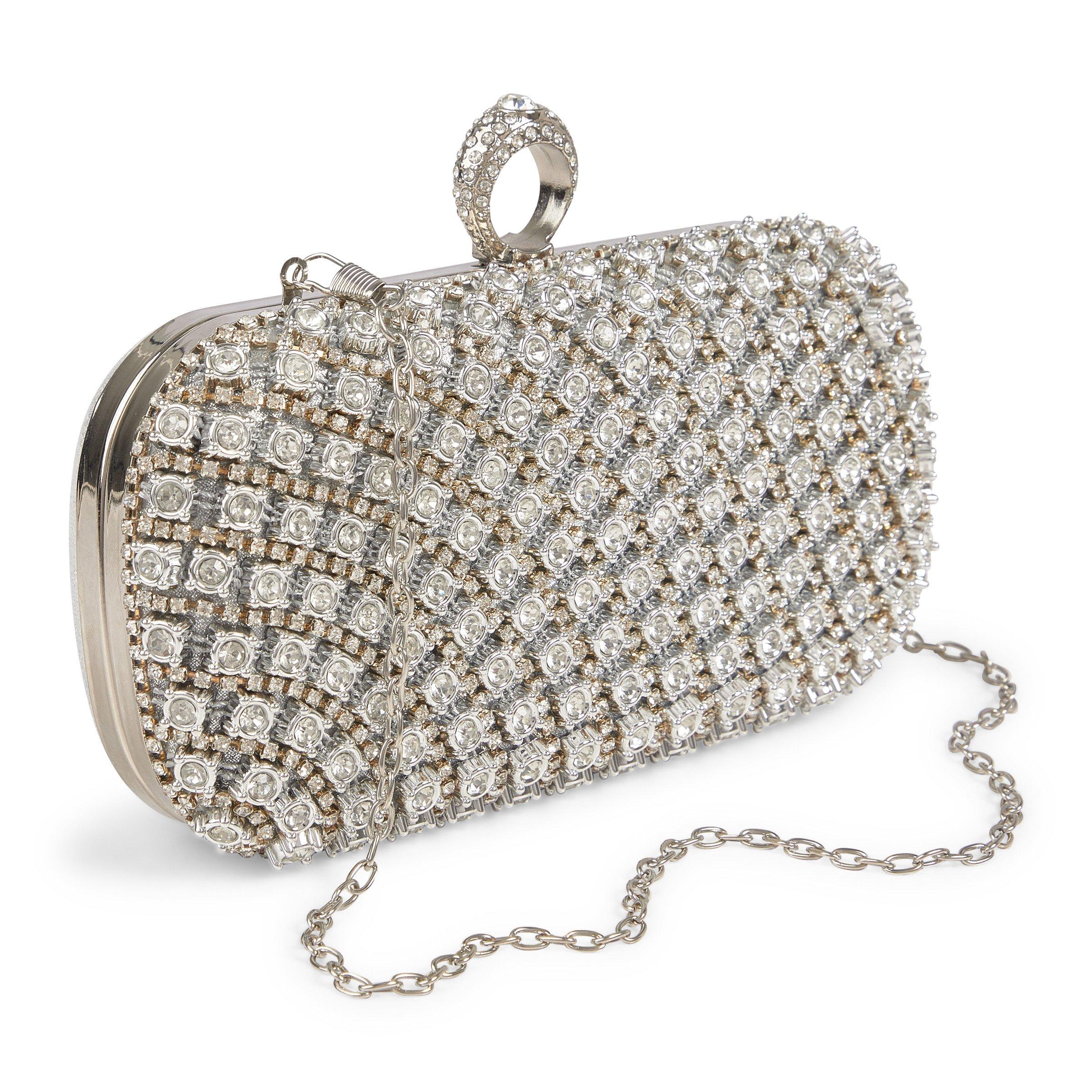 Silver Rhinestone Glamour Clutch Bag 3194405 4Flavour Accessories