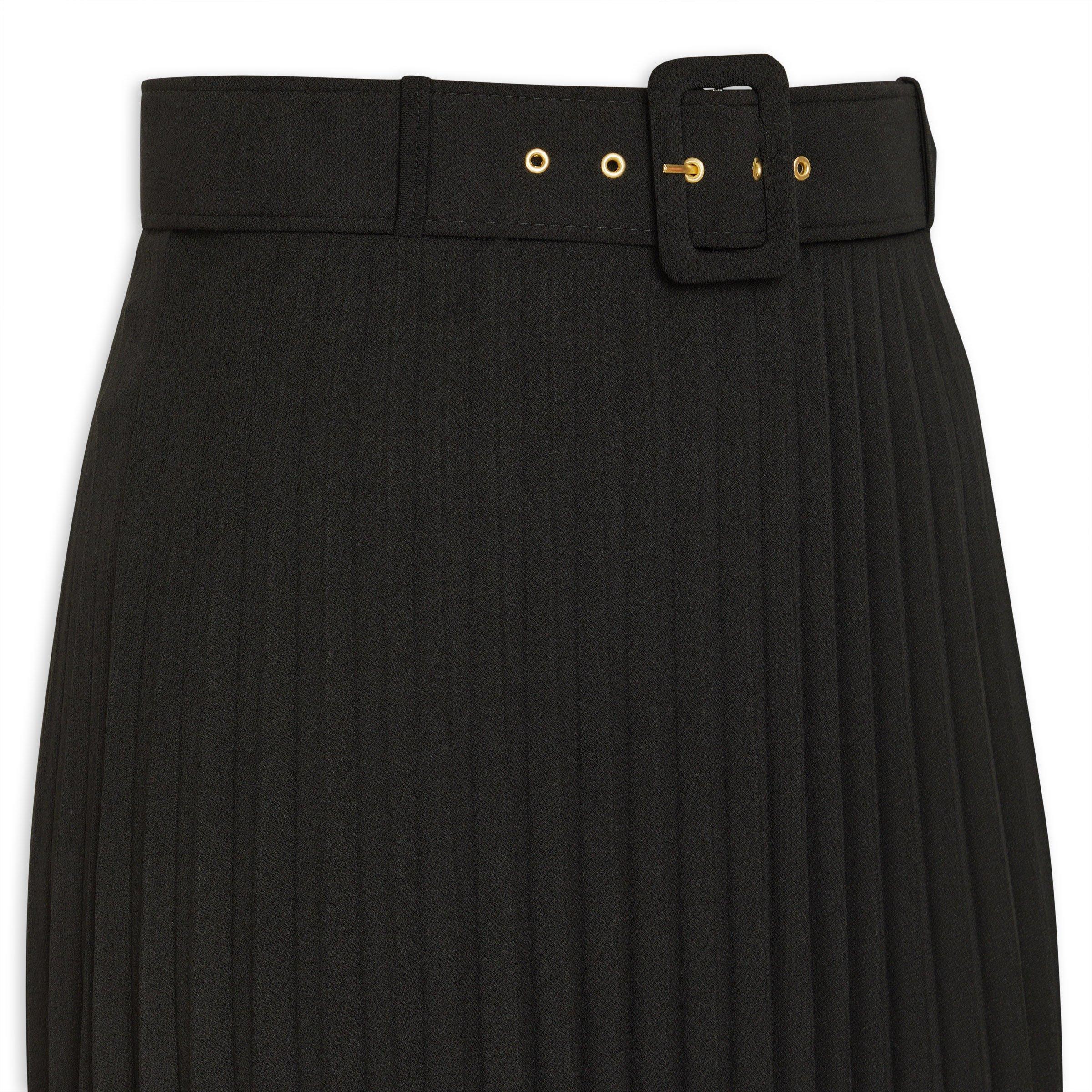 Black Belted Pleated Skirt (3194486) | Finnigans