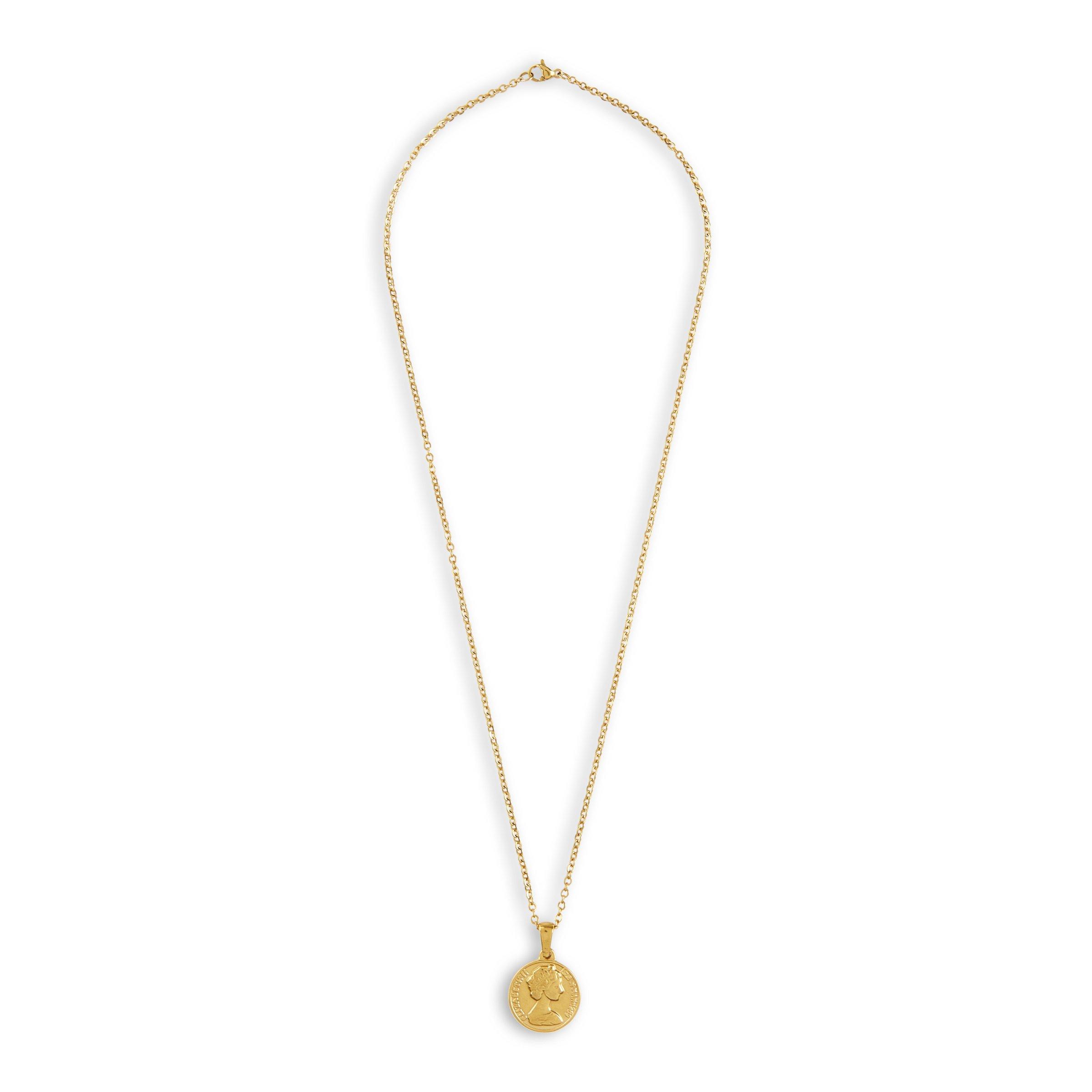 Gold Plated Princess Coin Pendant Necklace (3194575) | Zackia