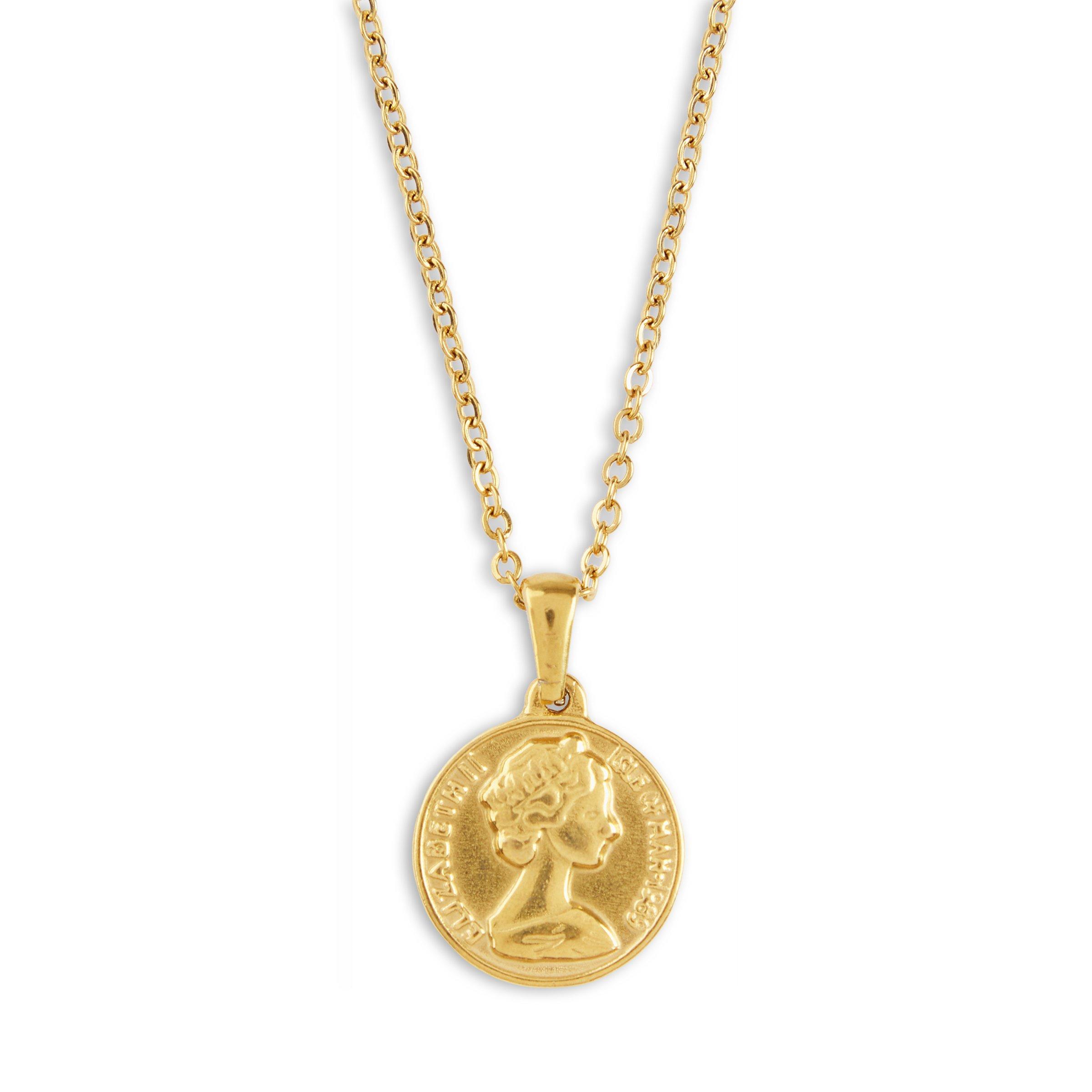 Gold Plated Princess Coin Pendant Necklace (3194575) | Zackia
