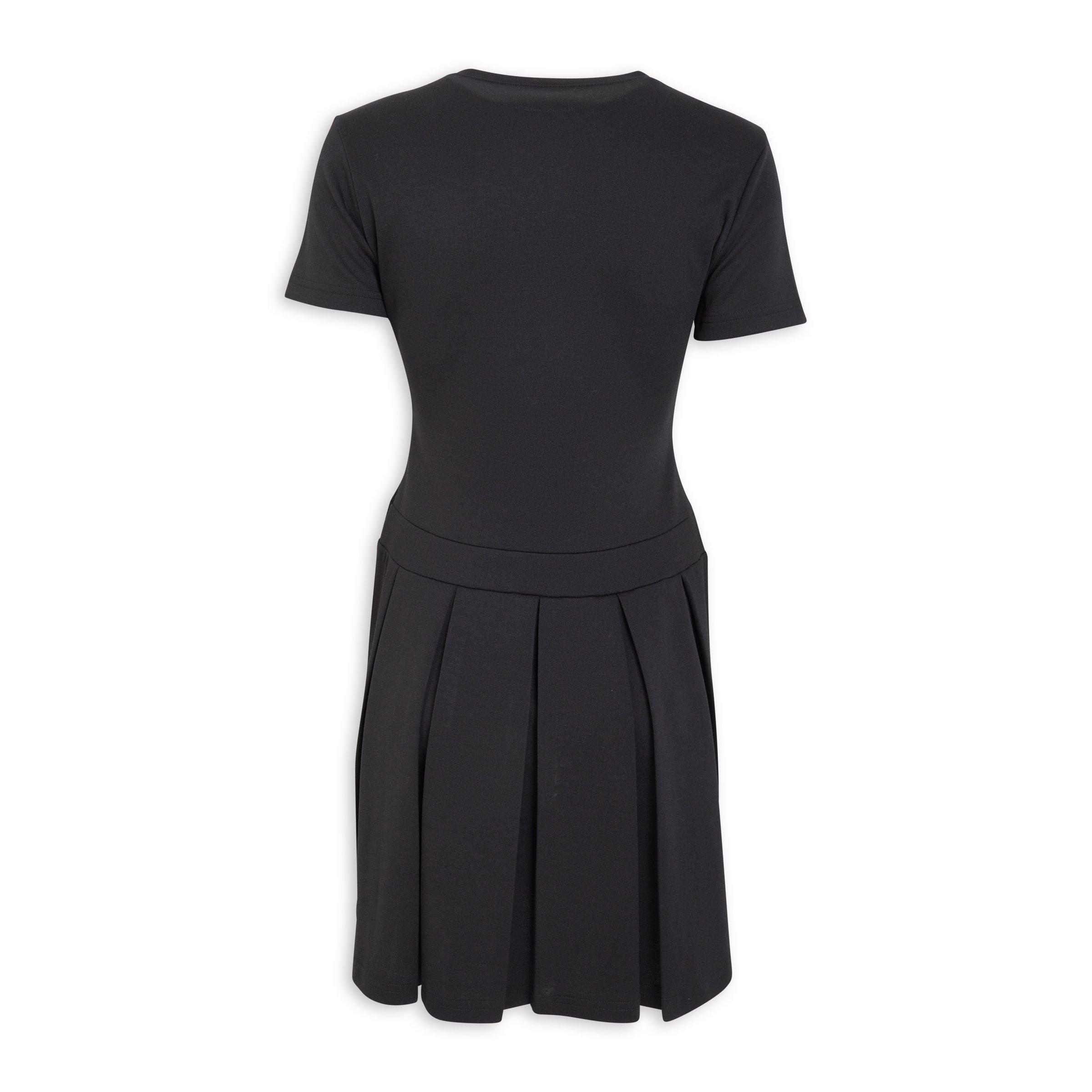 Black Pleated Fit and Flare Dress (3194684) | Identity