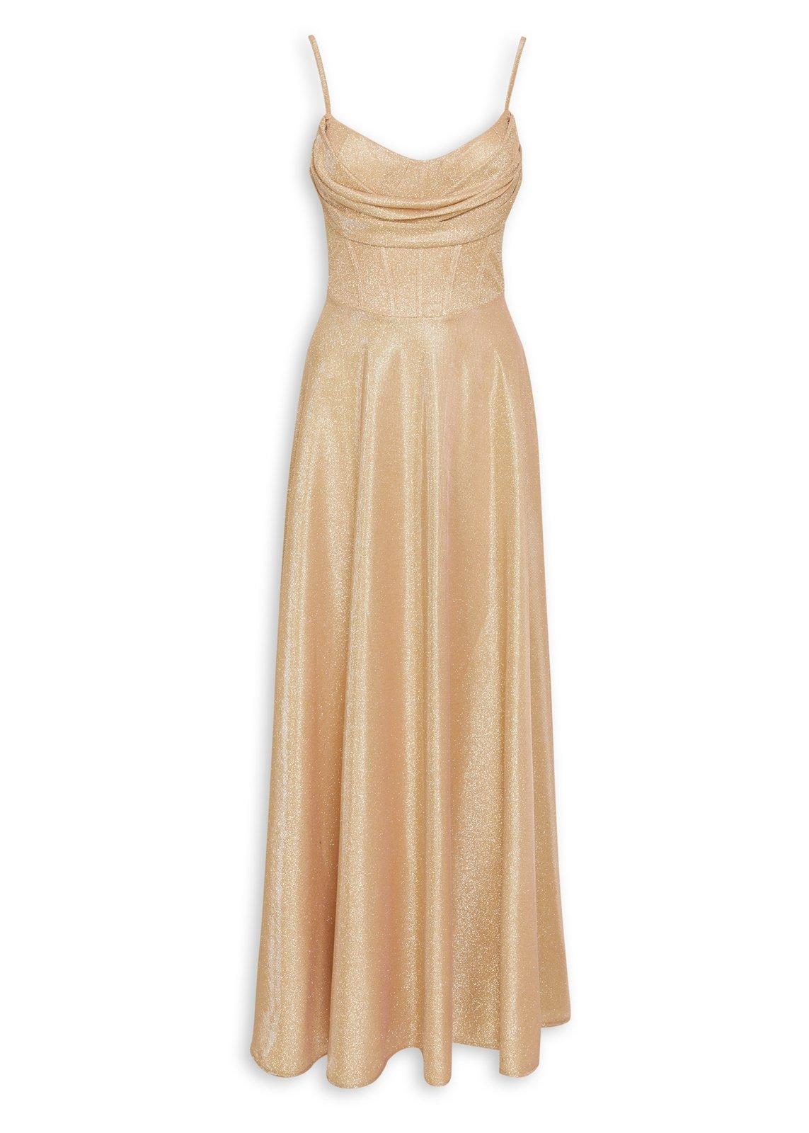 Gold Shimmer Fit and Flare Dress (3195549)