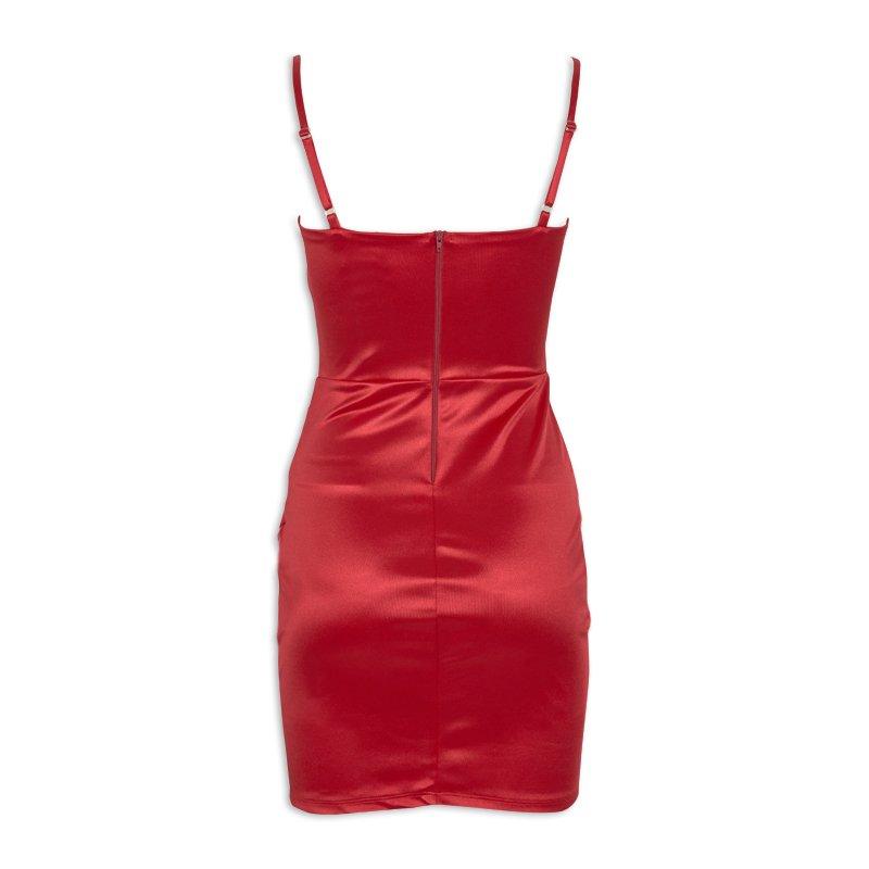 Red satin bodycon sales