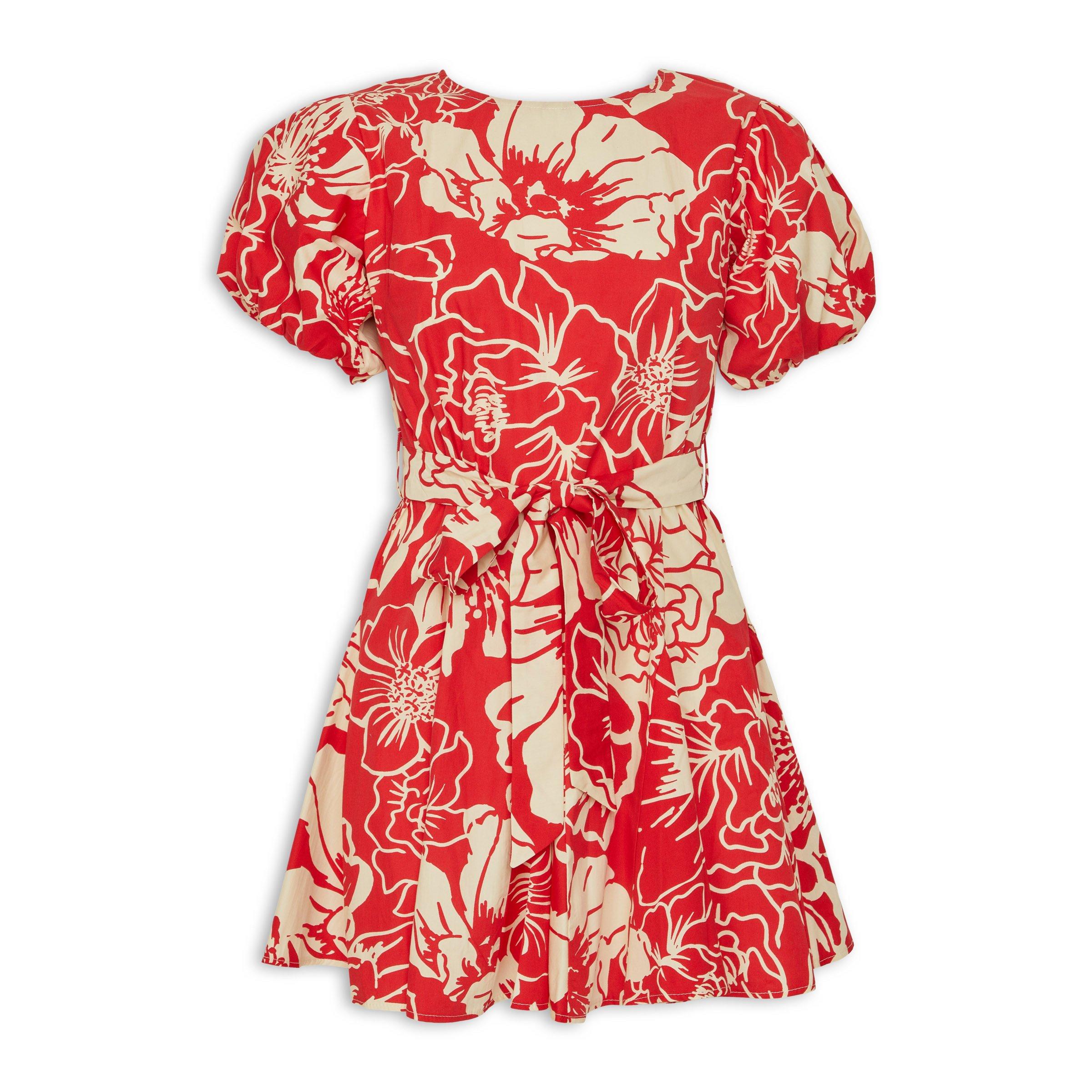 Red flowery dress sales