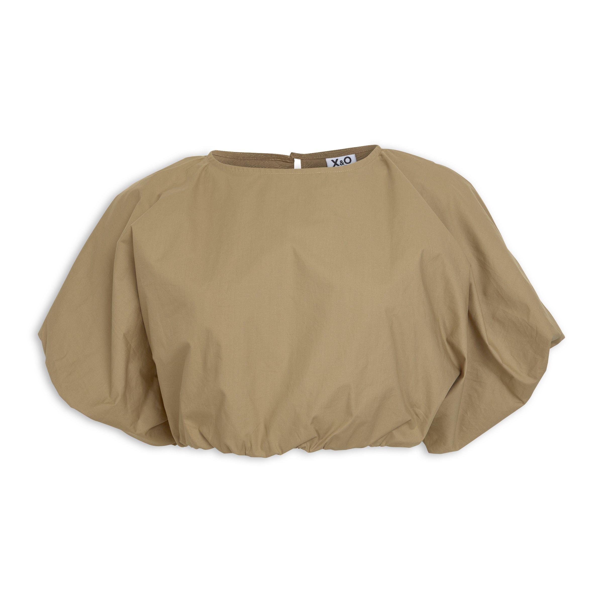 Camel Poplin Bubble Top (3196844) | X&O Ladies