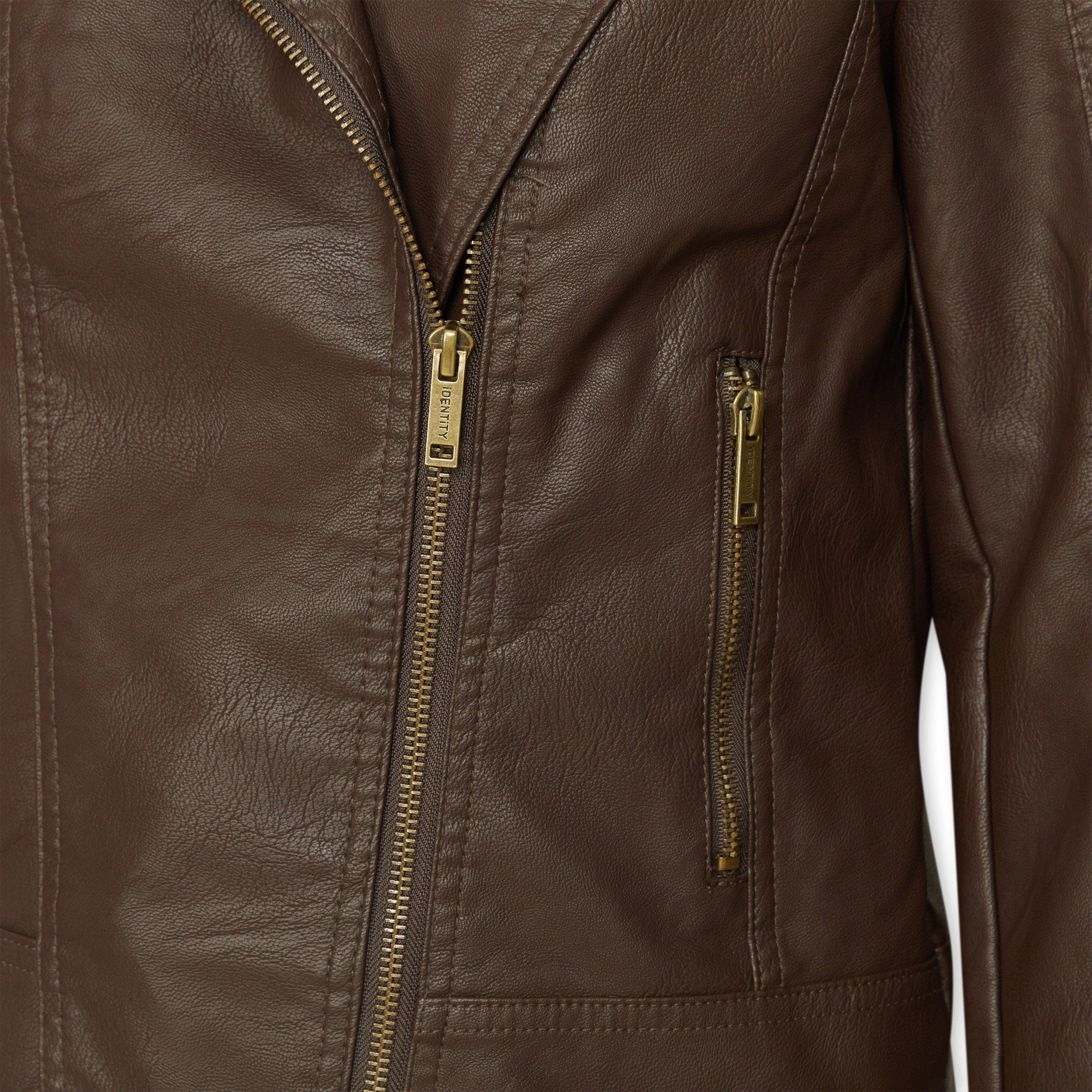 Brown Asymmetrical Biker Jacket (3197430) | Identity