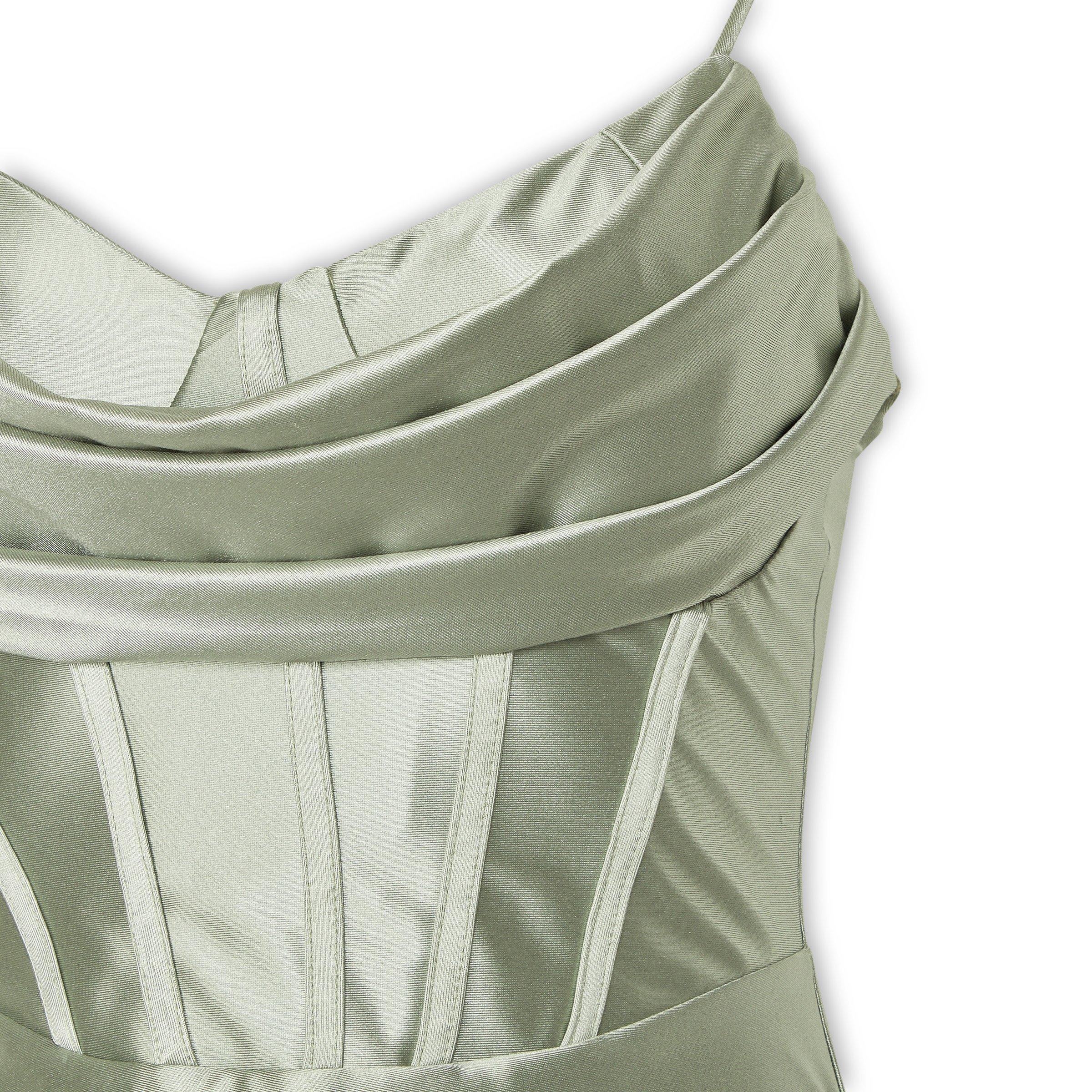 sage green satin corset dress Nox Anabel K1575 Long Evening Gown Formal Beaded Slit Prom Dress