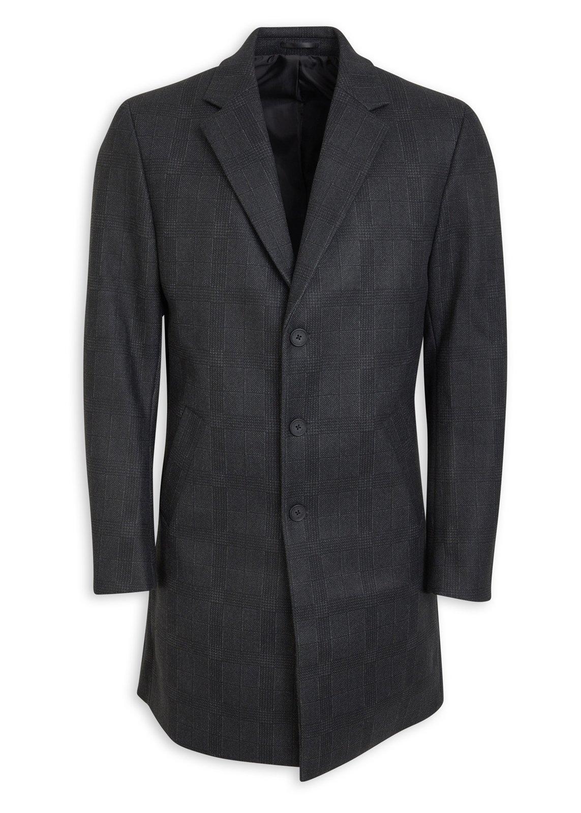 Black Check Melton Coat (3198827) | Truworths Man