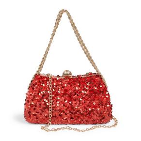 Red sparkly clutch bag top