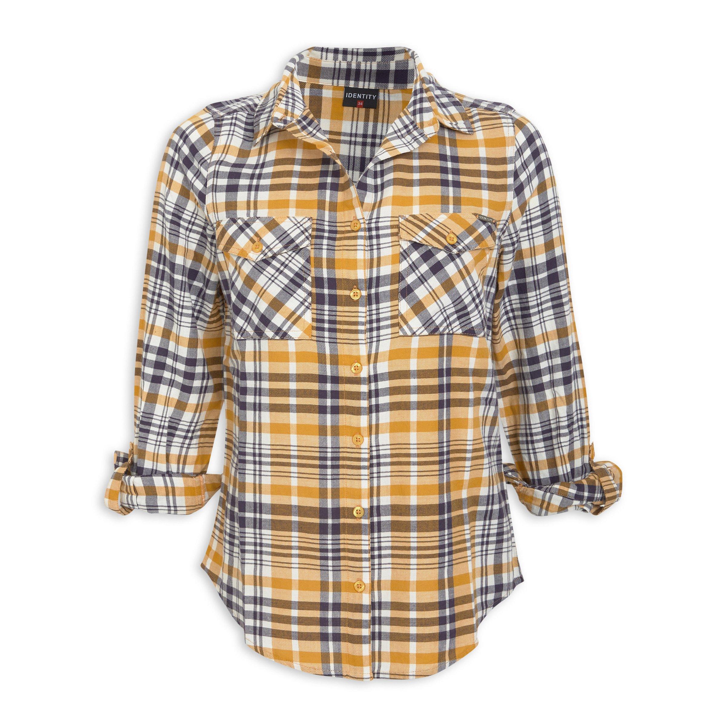 トップス UNUSED NEL CHECK SHIRT Yellow and Navy Check Shirt (3200149) | Identity