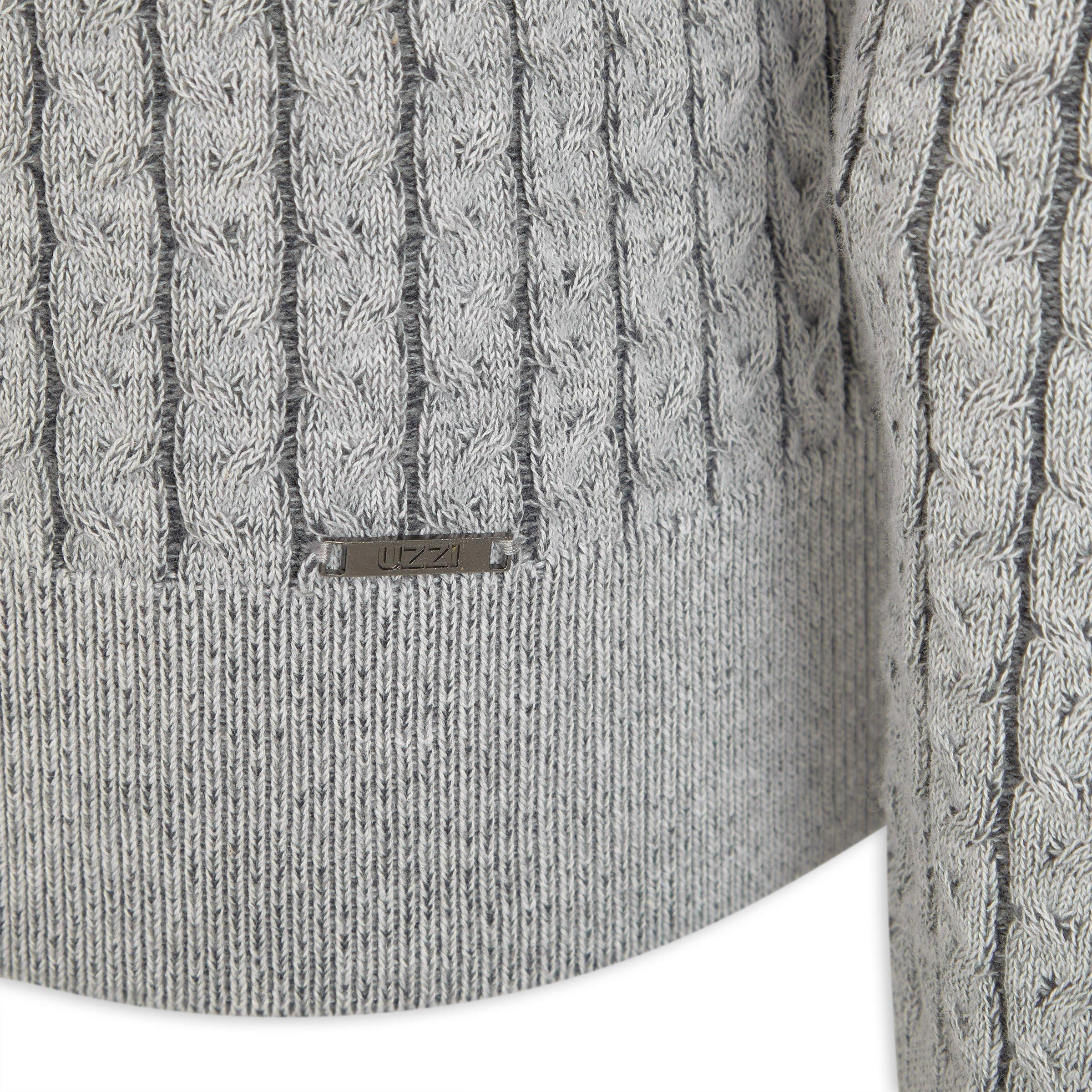 Grey Quarter-zip Knit Sweater (3200239) | UZZI