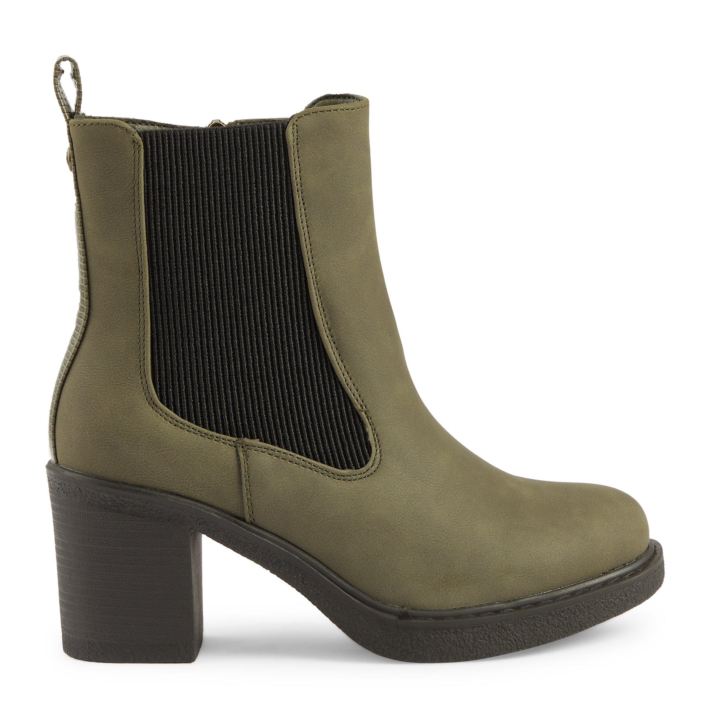 Khaki Green Heeled Chelsea Boots (3200985) | Ginger Mary