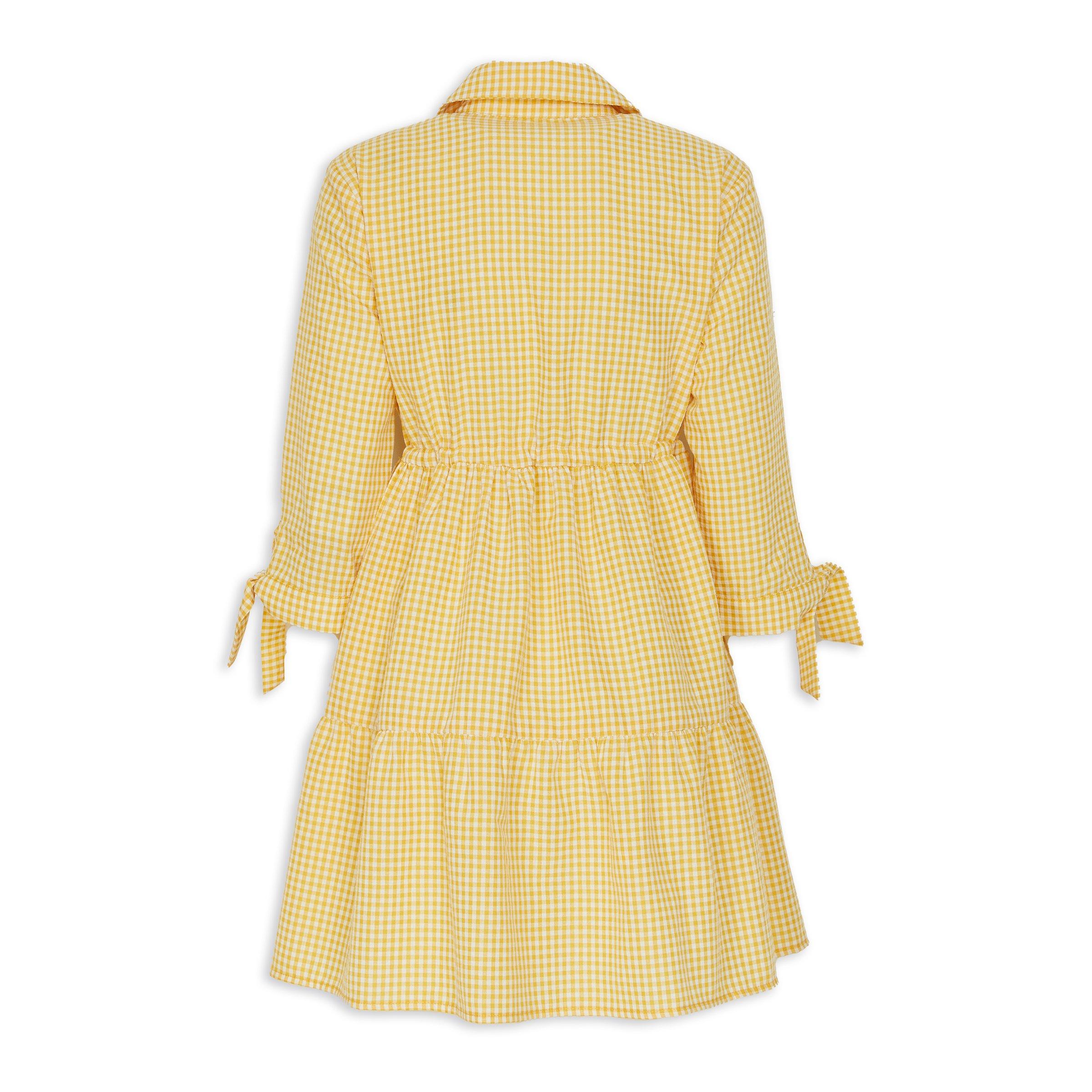 Yellow Check Tiered Dress (3201266) | Hey Betty