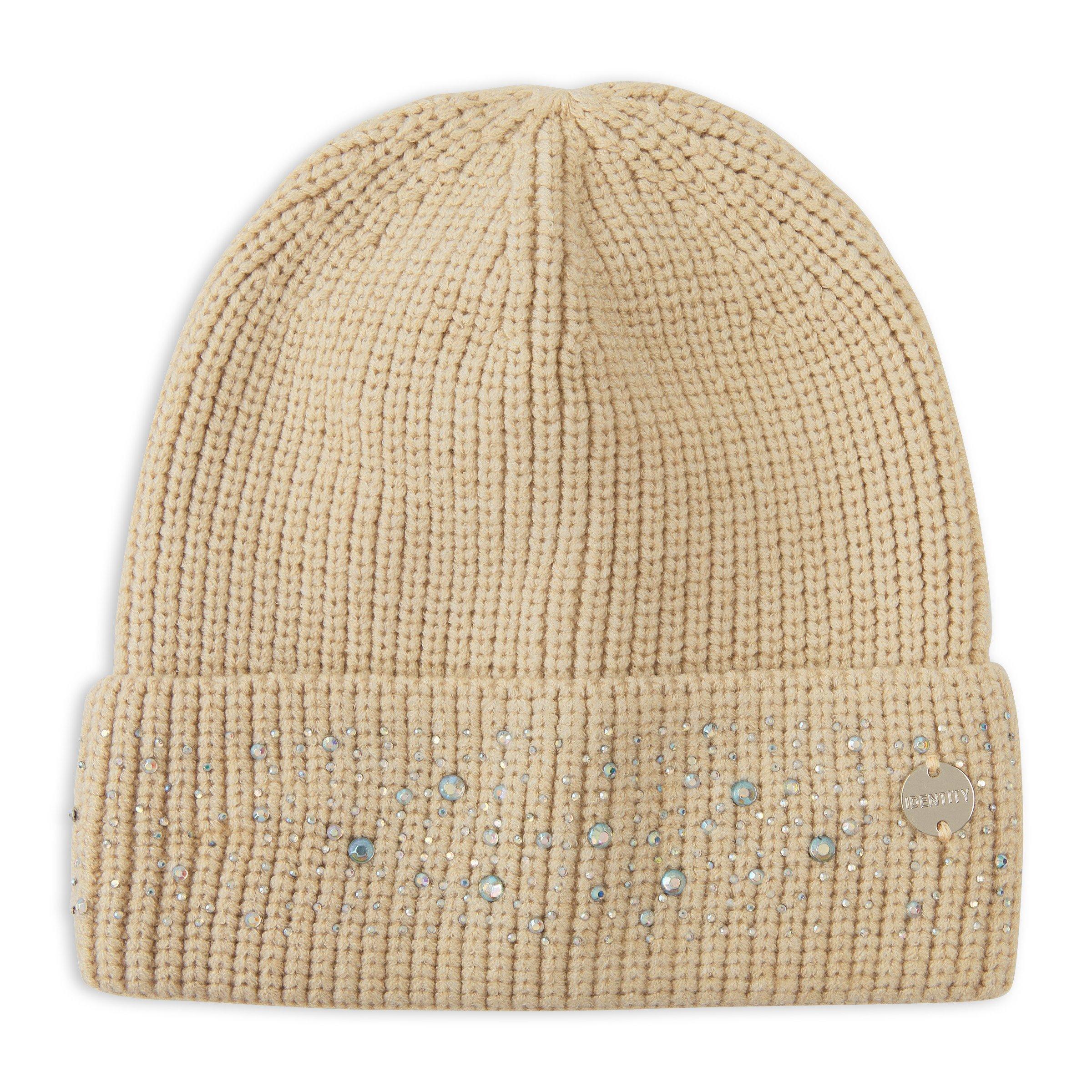 Beige Beanie with Diamante Detail (3201468) | Identity
