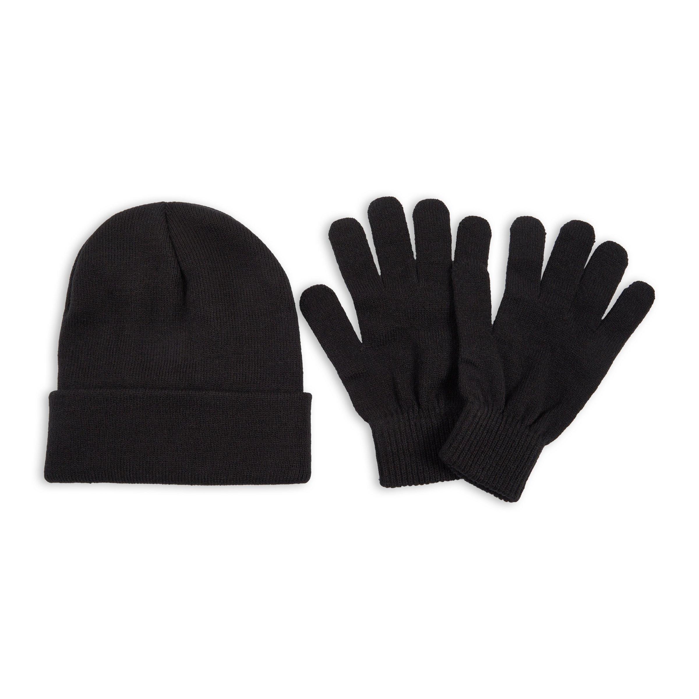 Black Beanie and Glove Set (3201637) | Identity