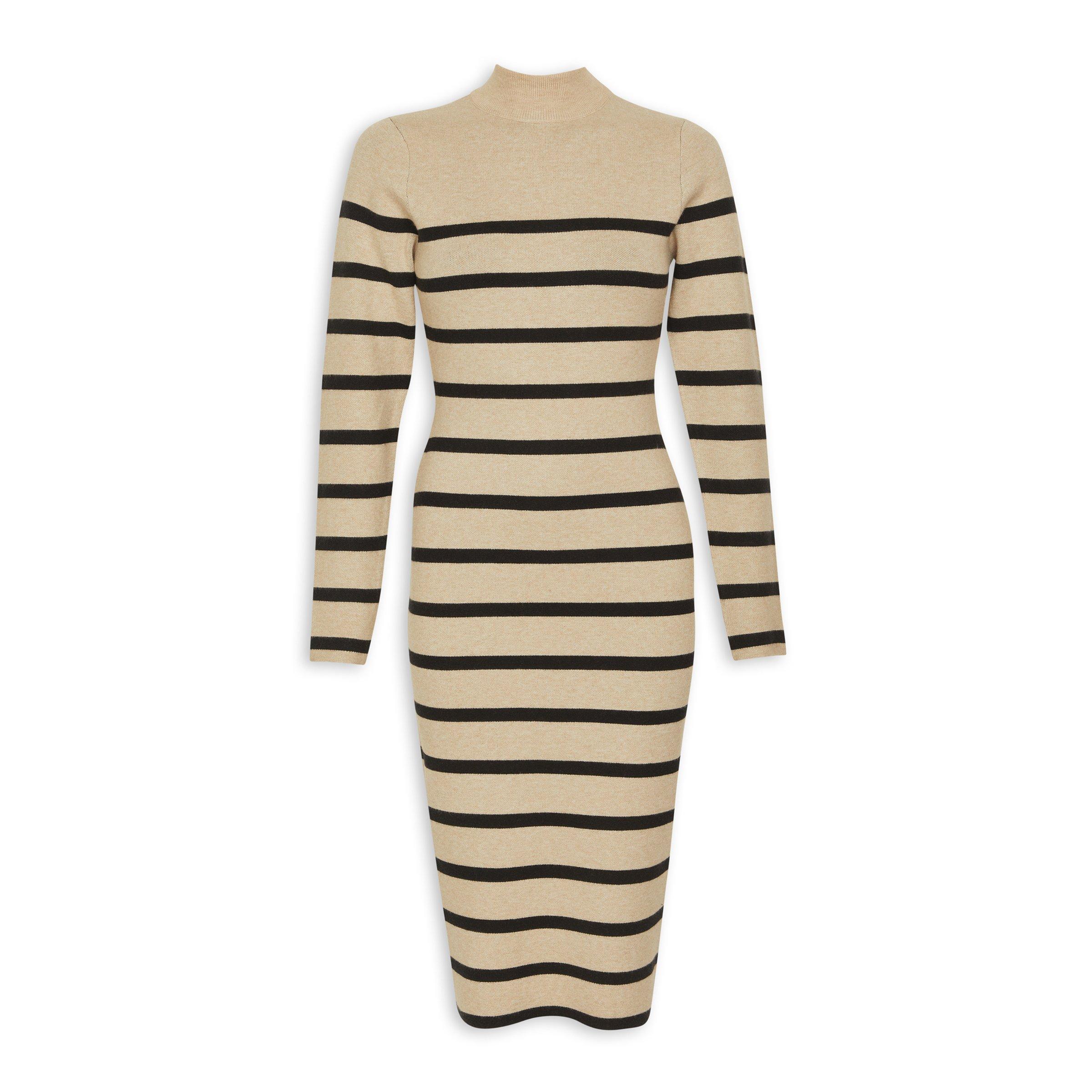 Beige and Black Striped Knit Dress (3201958) | Identity