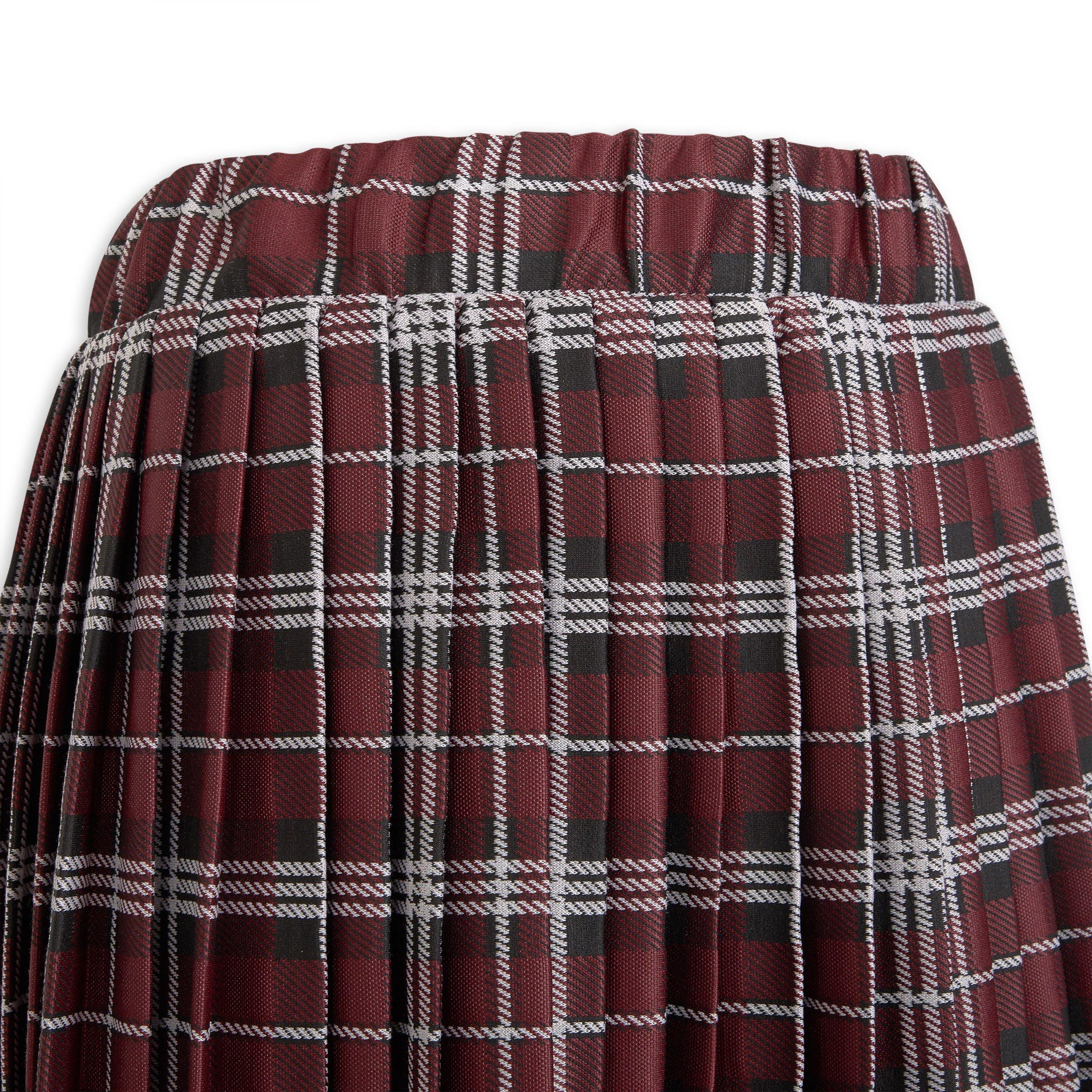 Burgundy Check Pleated Skirt (3202393) | Identity