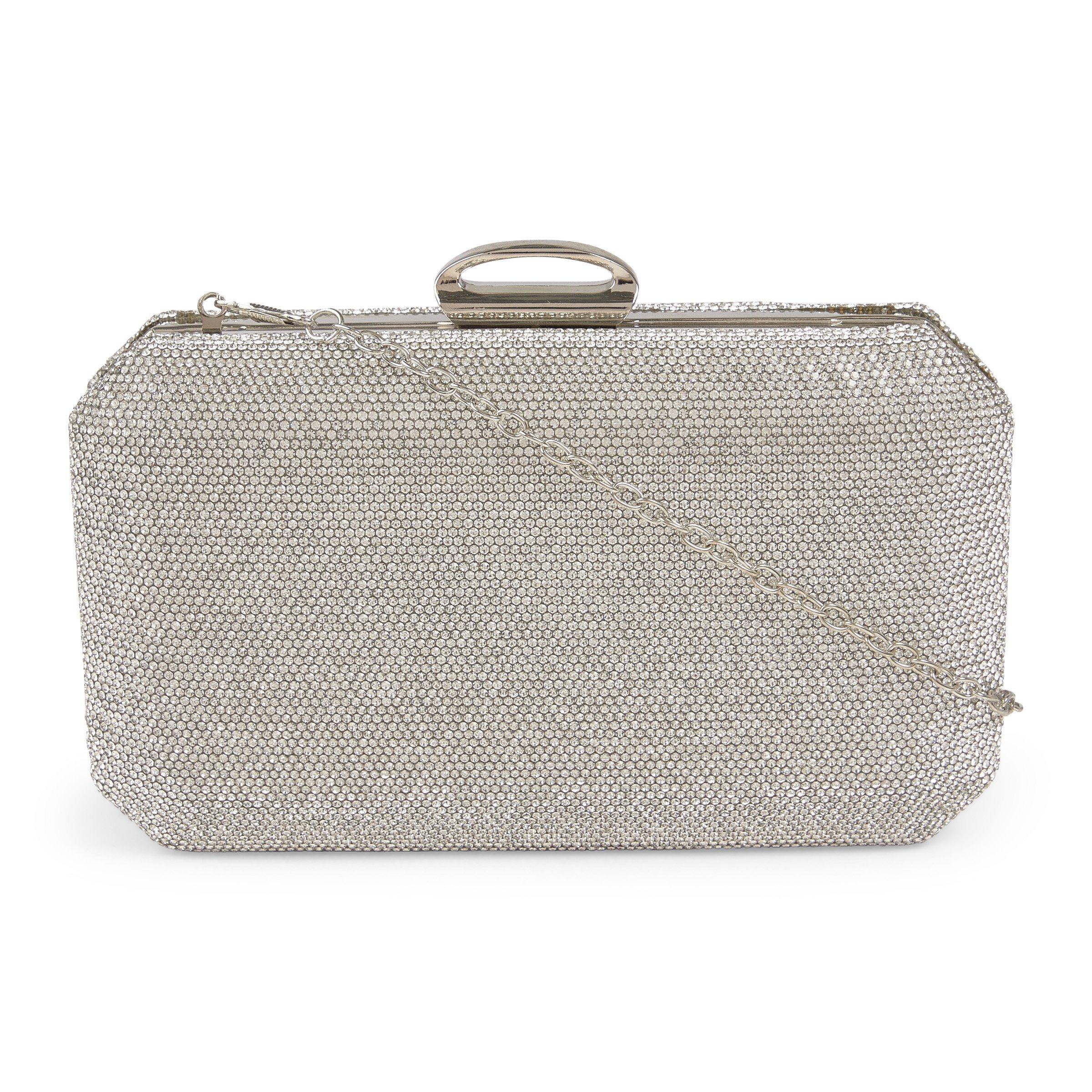 Silver Diamante Envelope Clutch Bag