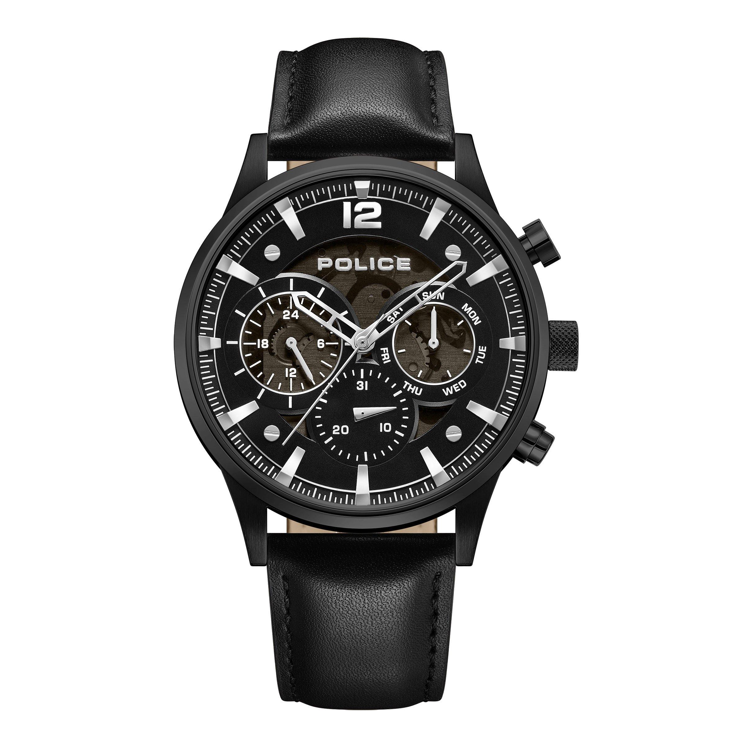 Black Leather Driver II Watch 3203229 Police