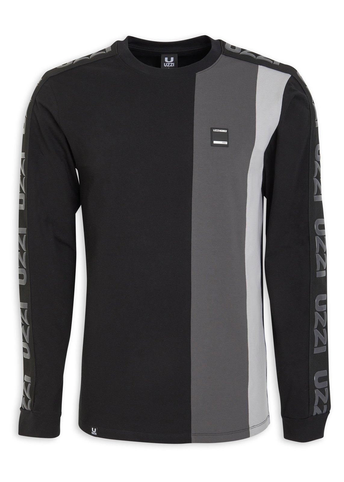 Black an Grey Long Sleeve T-shirt (3203777) | UZZI