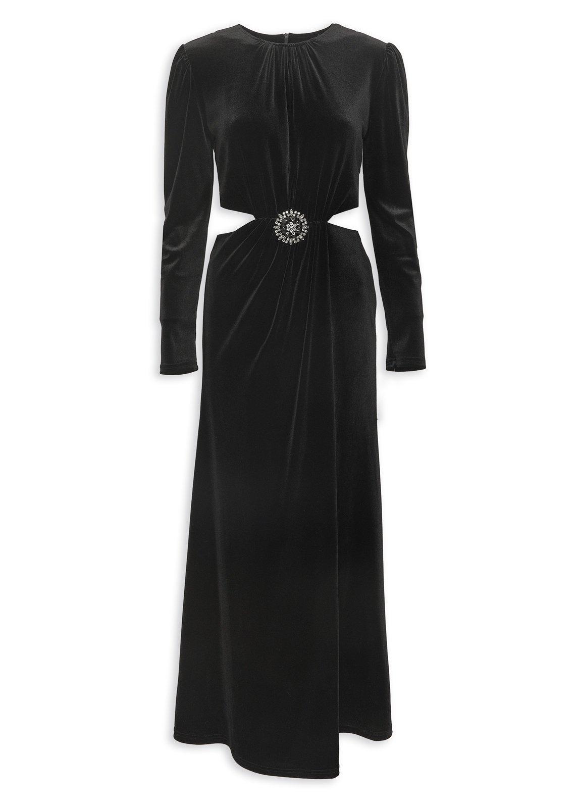 Black Column Dress with Waist Brooch (3203943) | Truworths