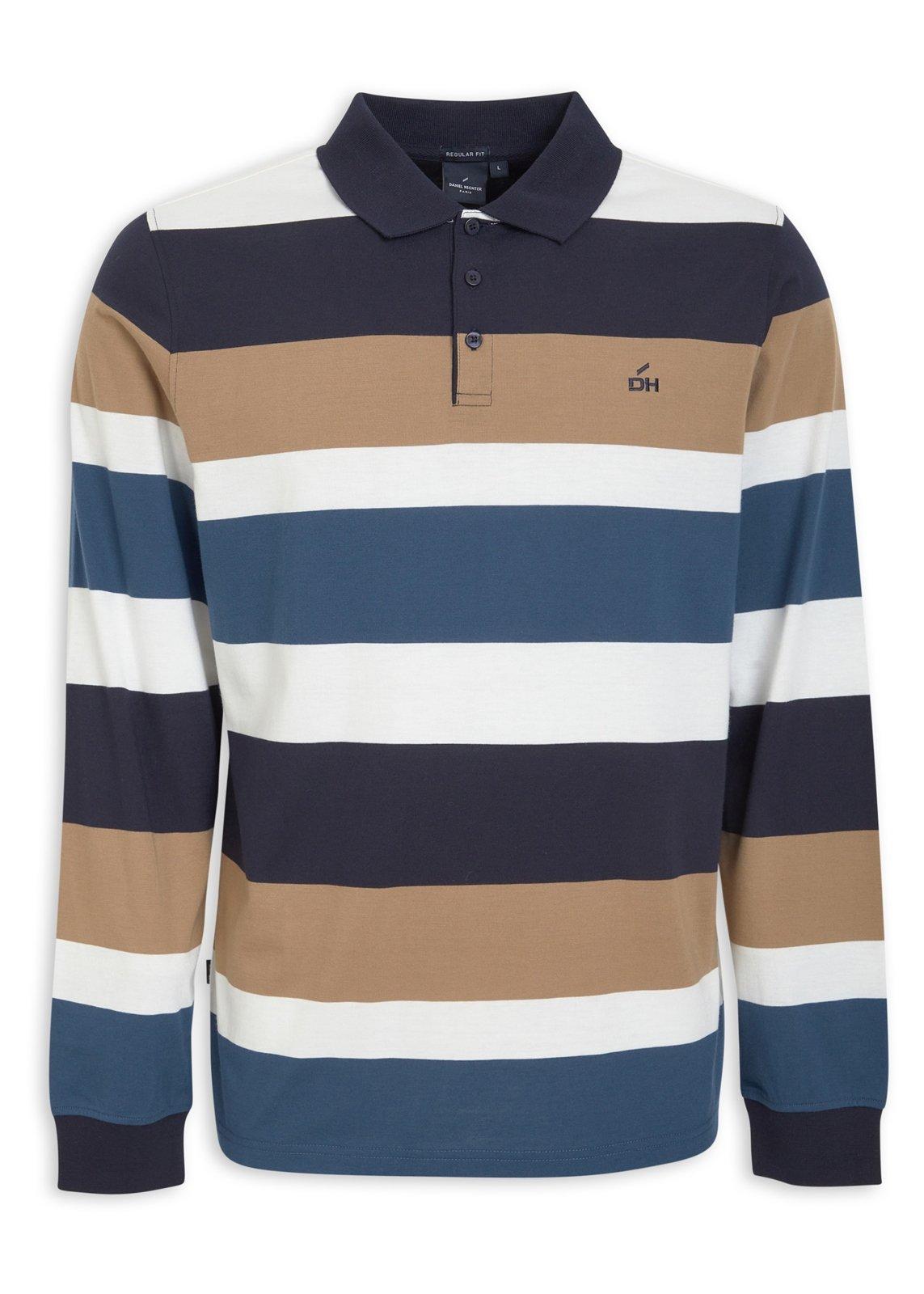 Blue Striped Long Sleeve Golfer Shirt (3204591) | Daniel Hechter