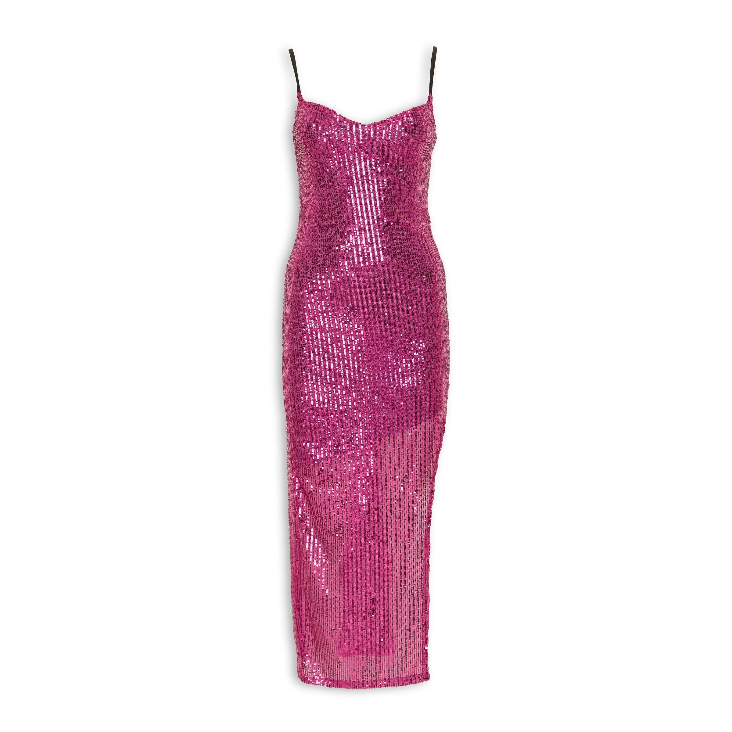 Pink sequin slip dress sale