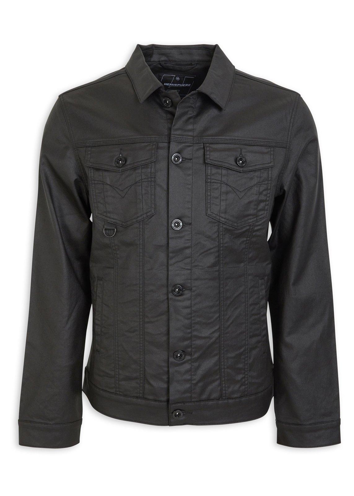 Black Coated Denim Trucker Jacket (3206171) | Hemisphere